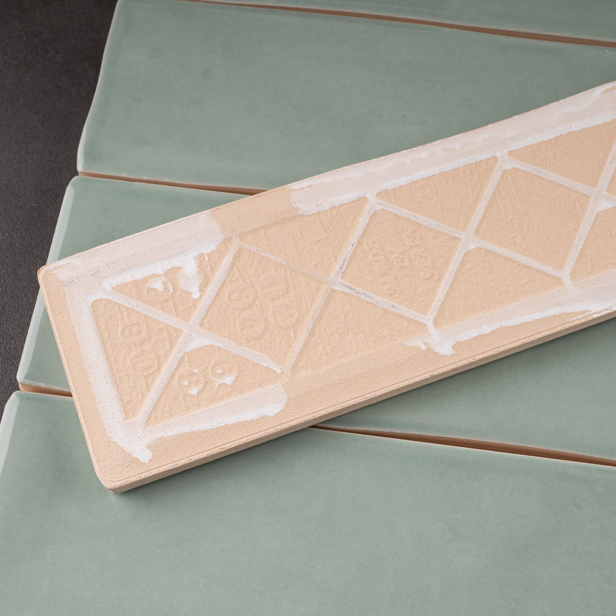 KE-JAS KEZMA - Green handmade ceramic wall tile 3 in. x 12 in