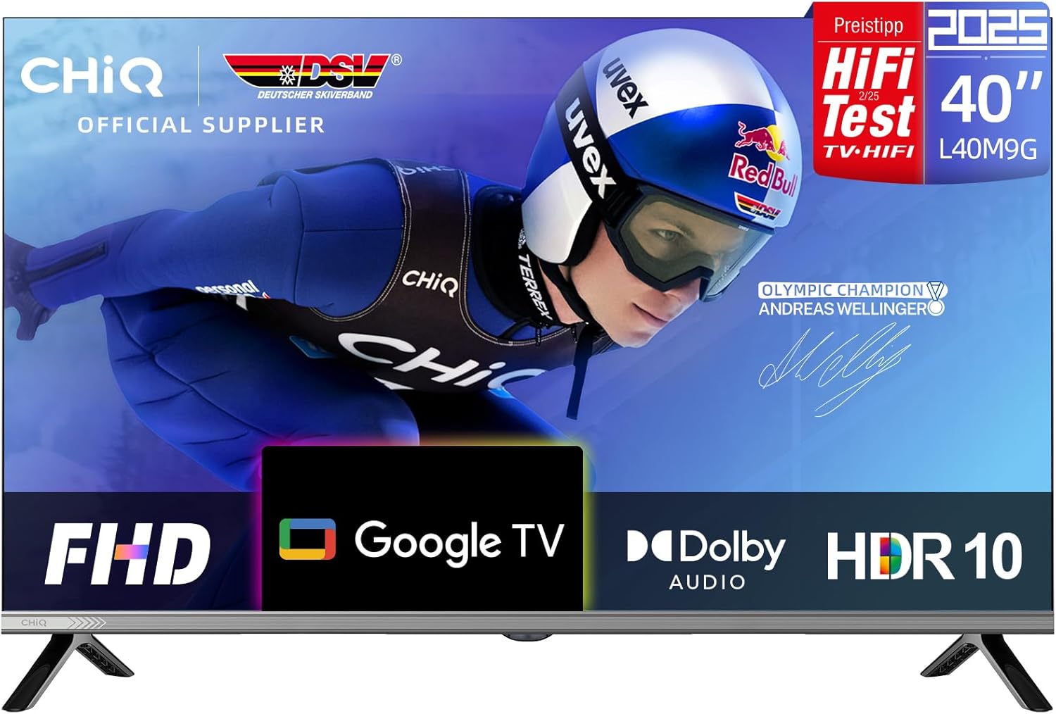 CHiQ 40-Inch Smart Google TV L40M9C, (2025 Model), Frameless