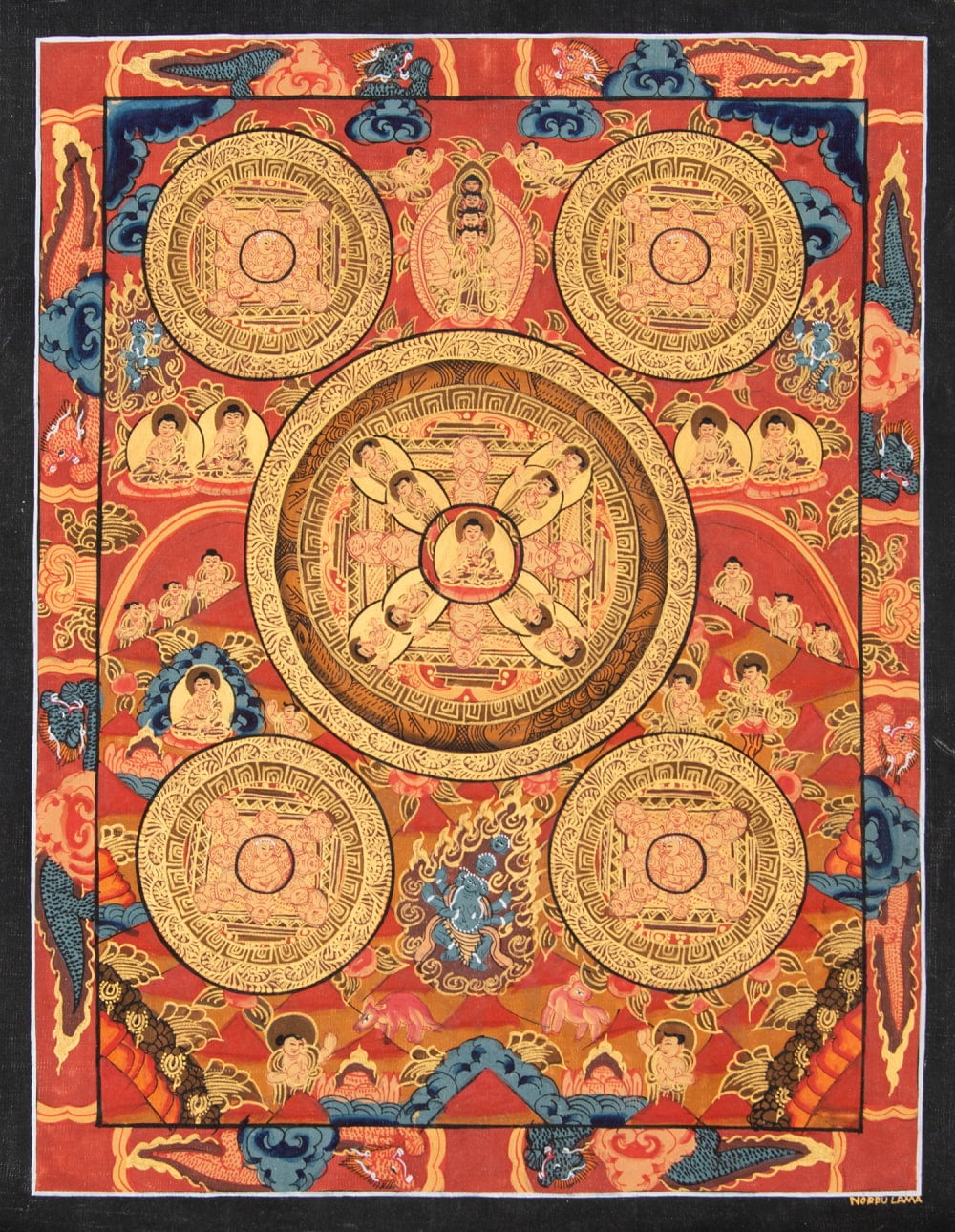 一点物〕タンカ - 五仏曼荼羅[31cm x 39cm] の通販[送料無料