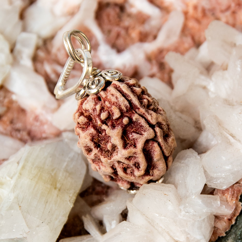 数珠 インドの数珠 ネックレス 首飾り (3面)ルドラクシャのペンダント