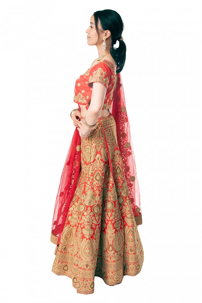 1点物】インドのレヘンガドレスセット - レッド の通販[送料無料