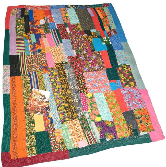 インドのパッチワーク〕ラリーキルトの大判マルチクロス〔約170cm×約