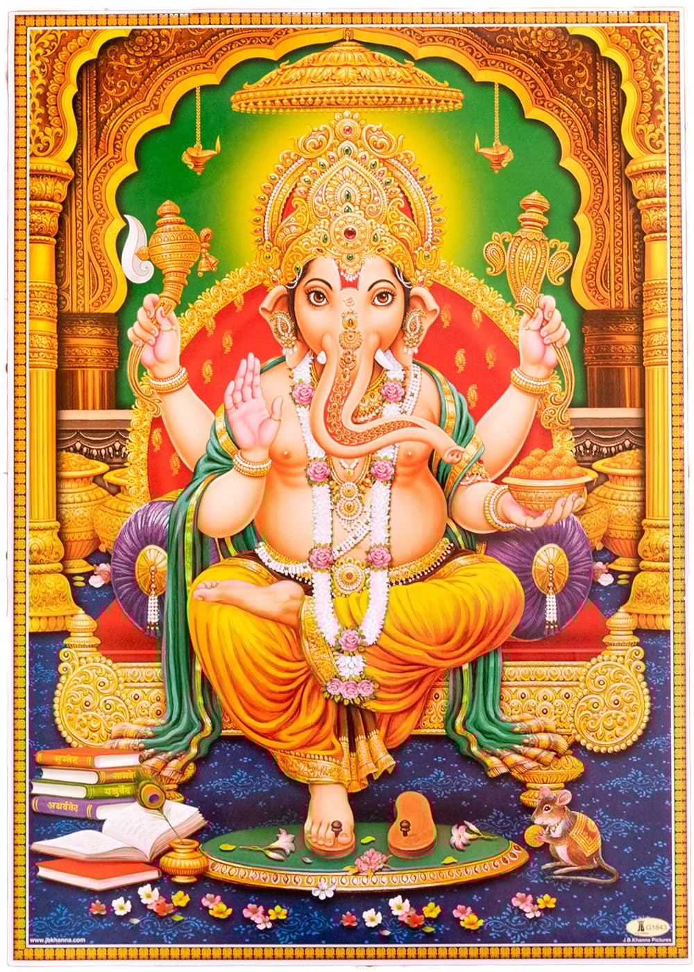 約67cm×約47cm〕インドのヒンドゥー神様ポスター - ガネーシャ の通販