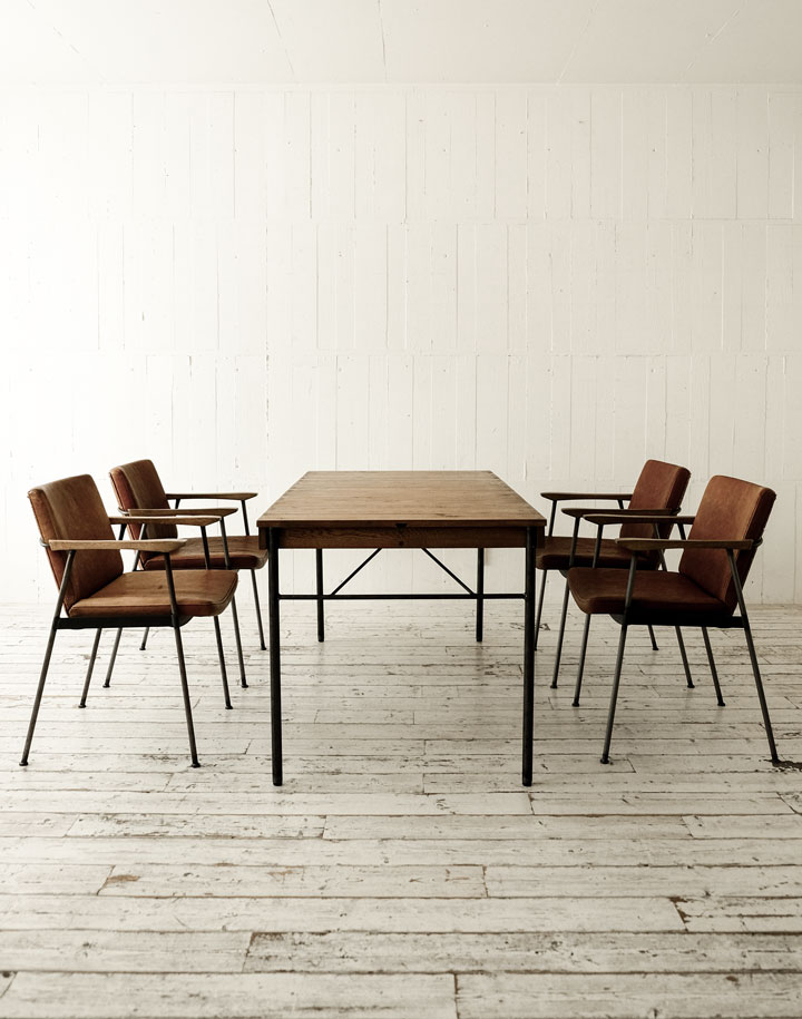 FURROWED-LEATHER ARM DINING CHAIR | TRUCK FURNITURE