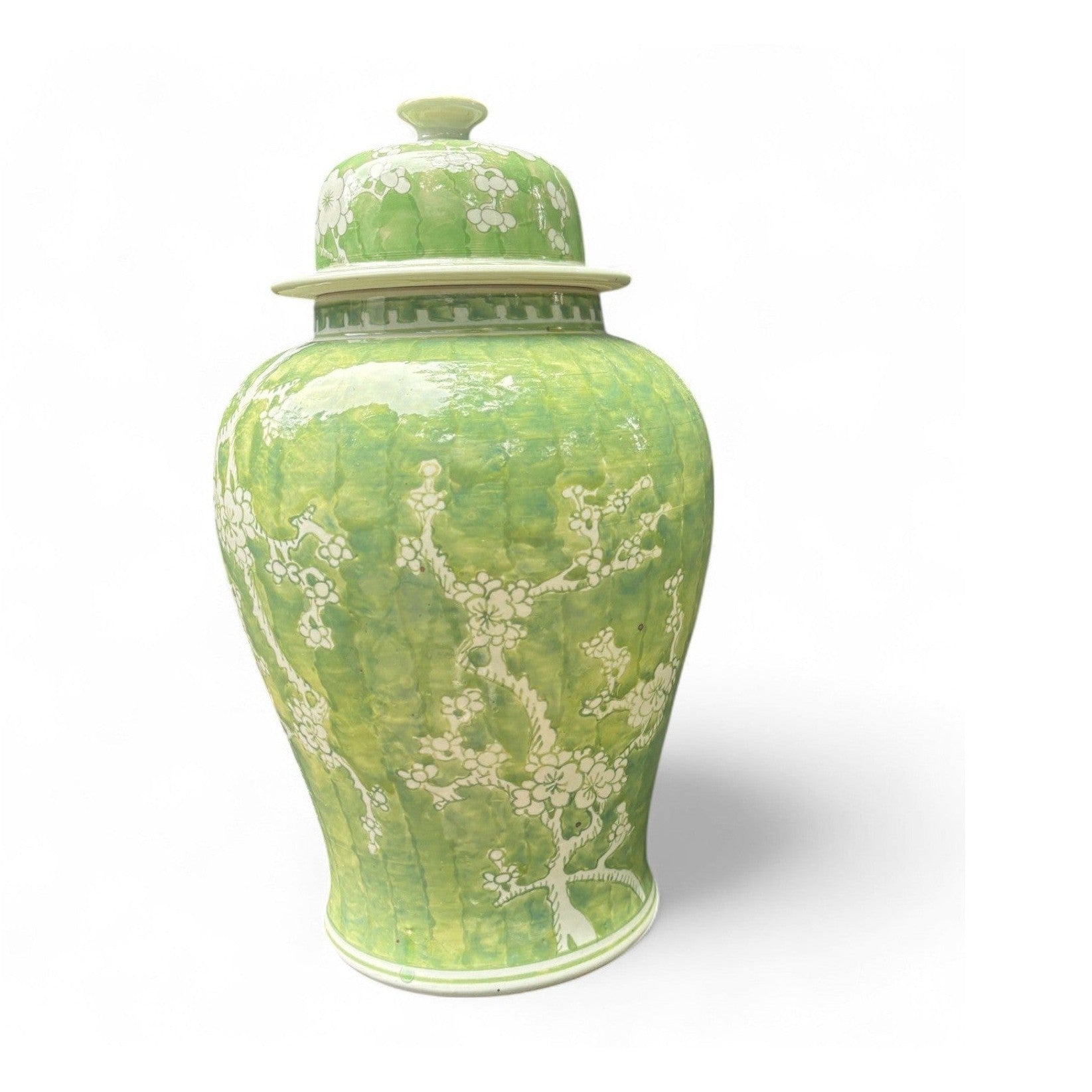 Vintage Green Chrysanthemum Ginger Jar - Hand-Painted Jingdezhen