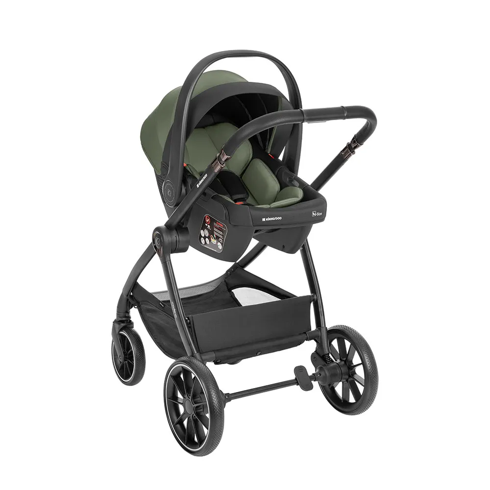 Kikkaboo Modena 3 in 1 Baby Stroller With Carrycot Green | Kidinn