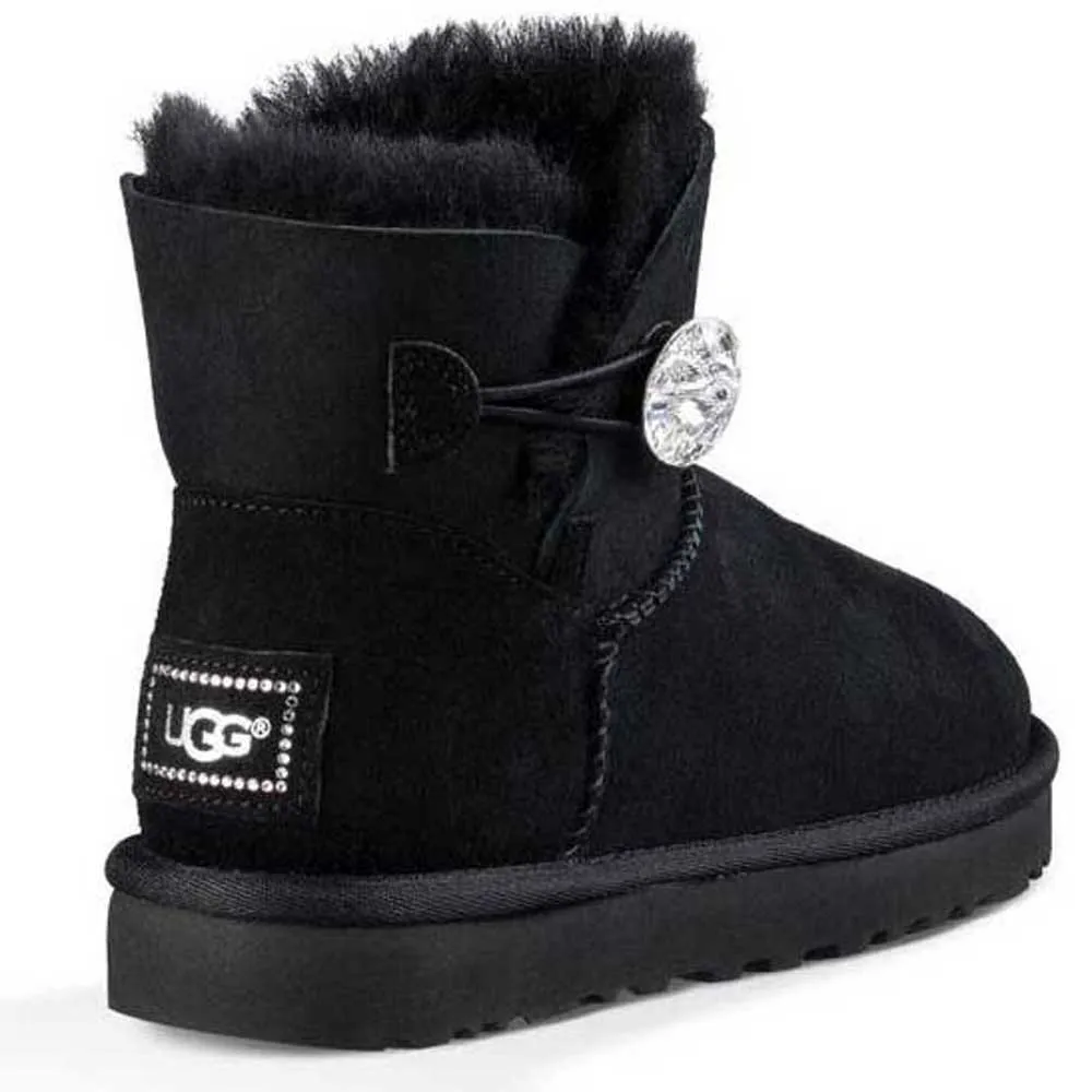 Ugg Mini Bailey Button Bling boots Black | Dressinn