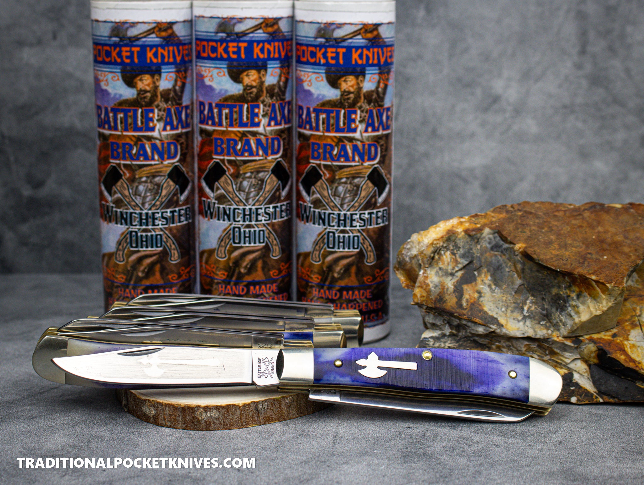 Cooper Cutlery Battle Axe Brand Appaloosa Purple Saw Cut Bone