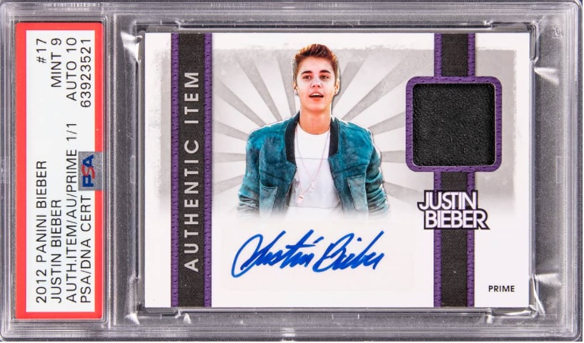 ジャスティン・ビーバーの1of 1サインカードに103万円！ 【Goldin