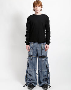 X-STRAP PANT FOG WASH INDIGO DENIM – trashandvaudeville