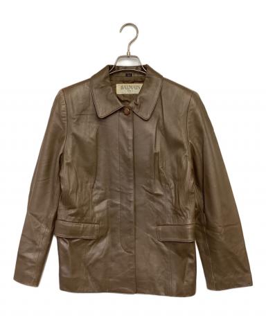 中古・古着通販】BALMAIN (バルマン) ラムレザージャケット ブラウン