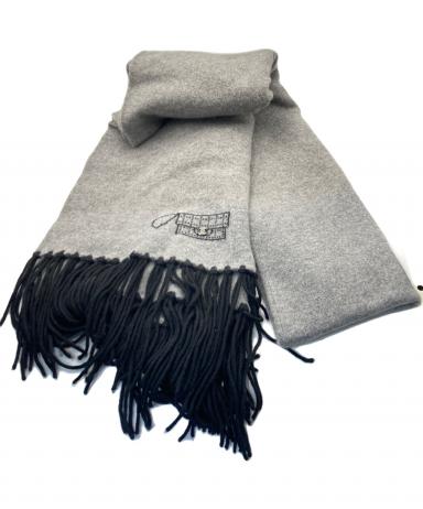 中古・古着通販】CHANEL (シャネル) カシミヤフリンジマフラー グレー