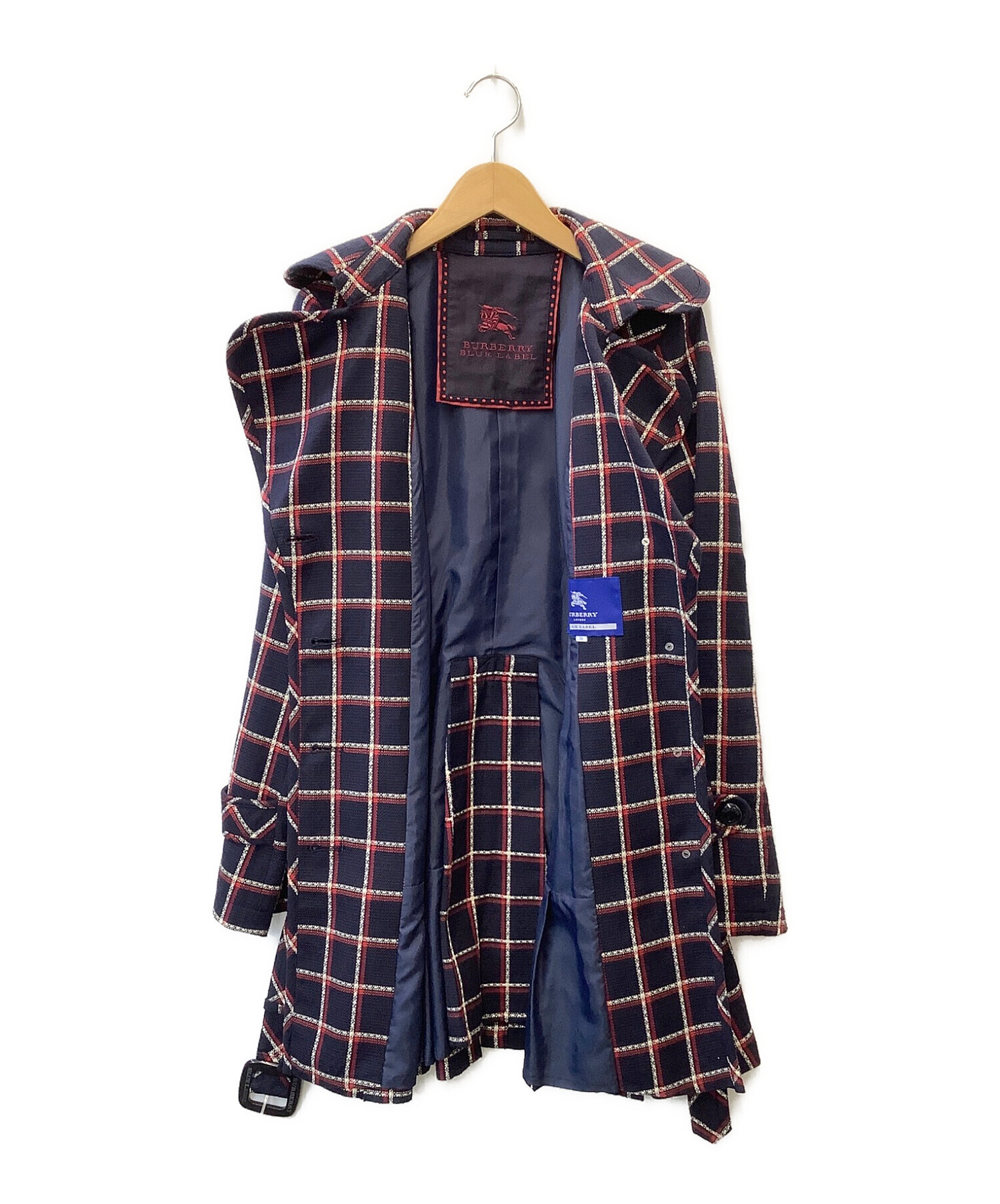 ふらわー】BURBERRY BLUE LABEL シャドーチェックコート バーバリー