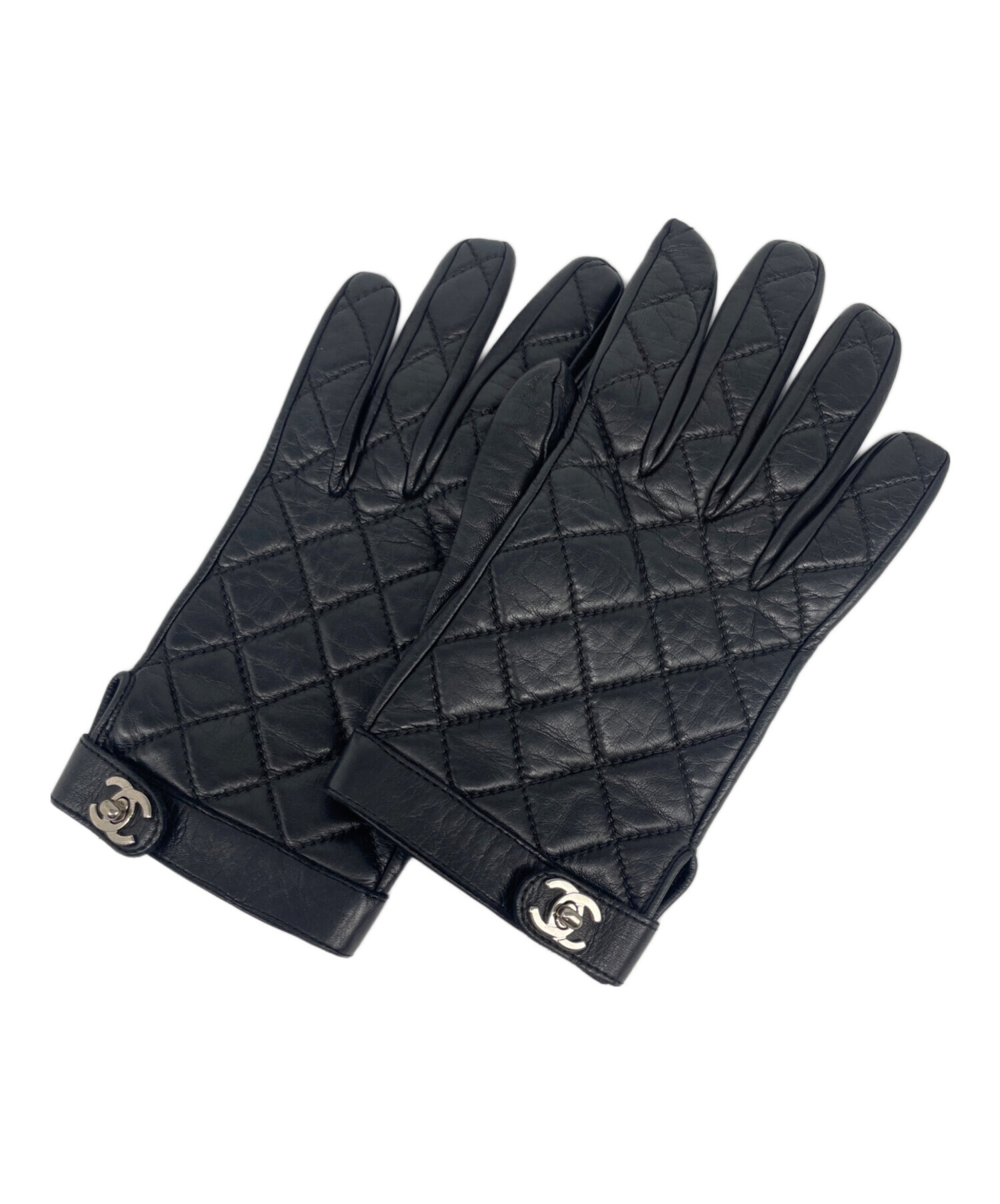 中古・古着通販】CHANEL (シャネル) ココマーク レザー手袋 ブラック