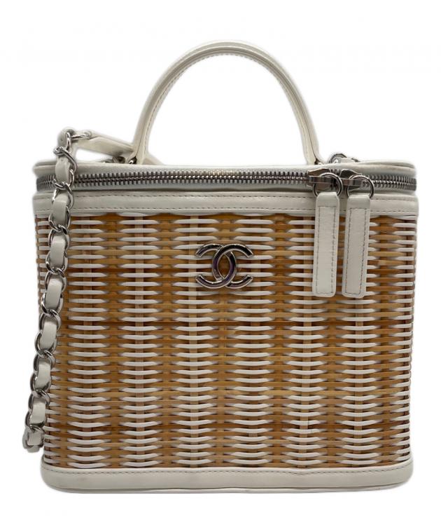 中古・古着通販】CHANEL (シャネル) バニティ バッグ ラタン ホワイト