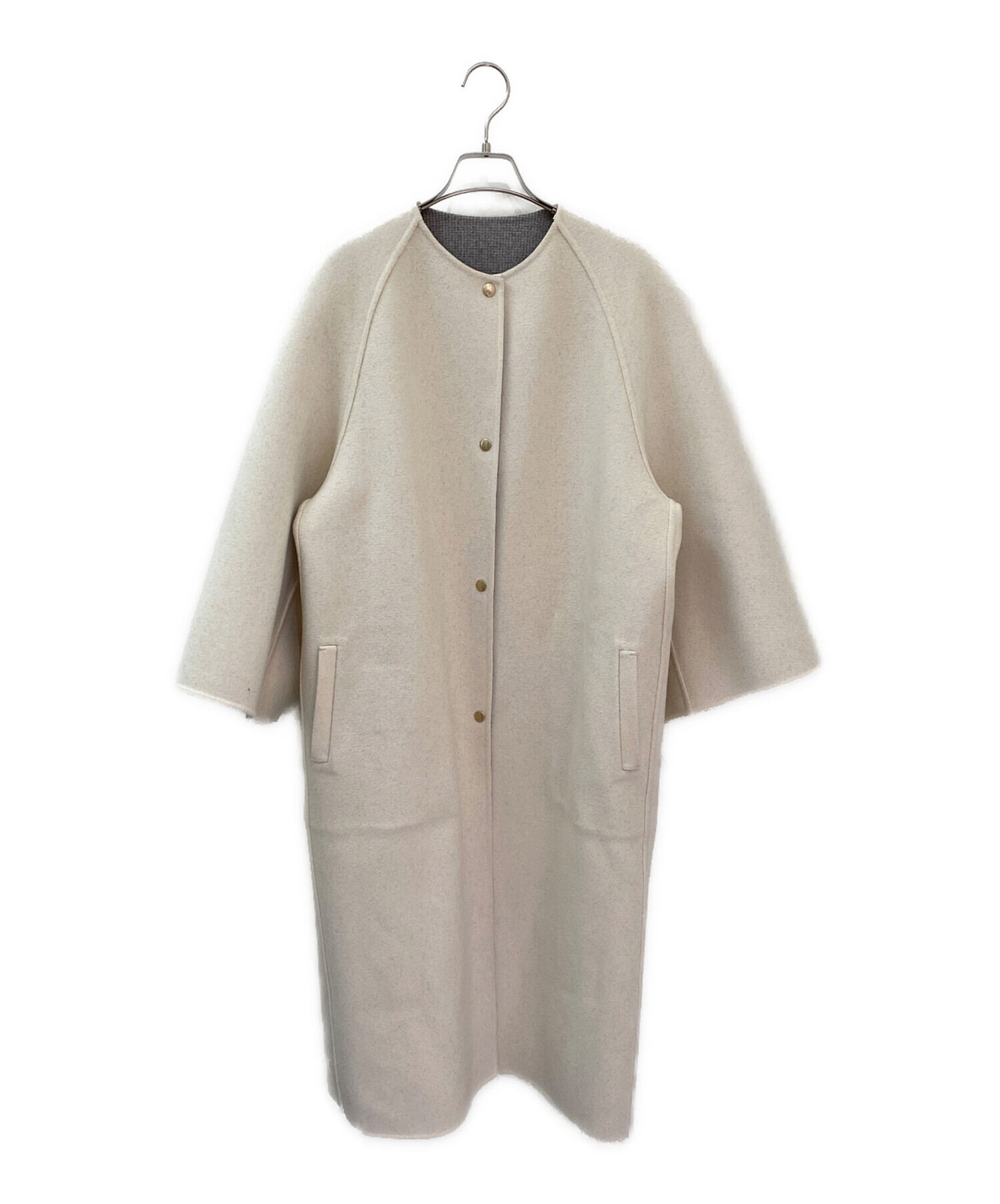 中古・古着通販】DRAWER (ドゥロワー) ノーカラーコート ブラック