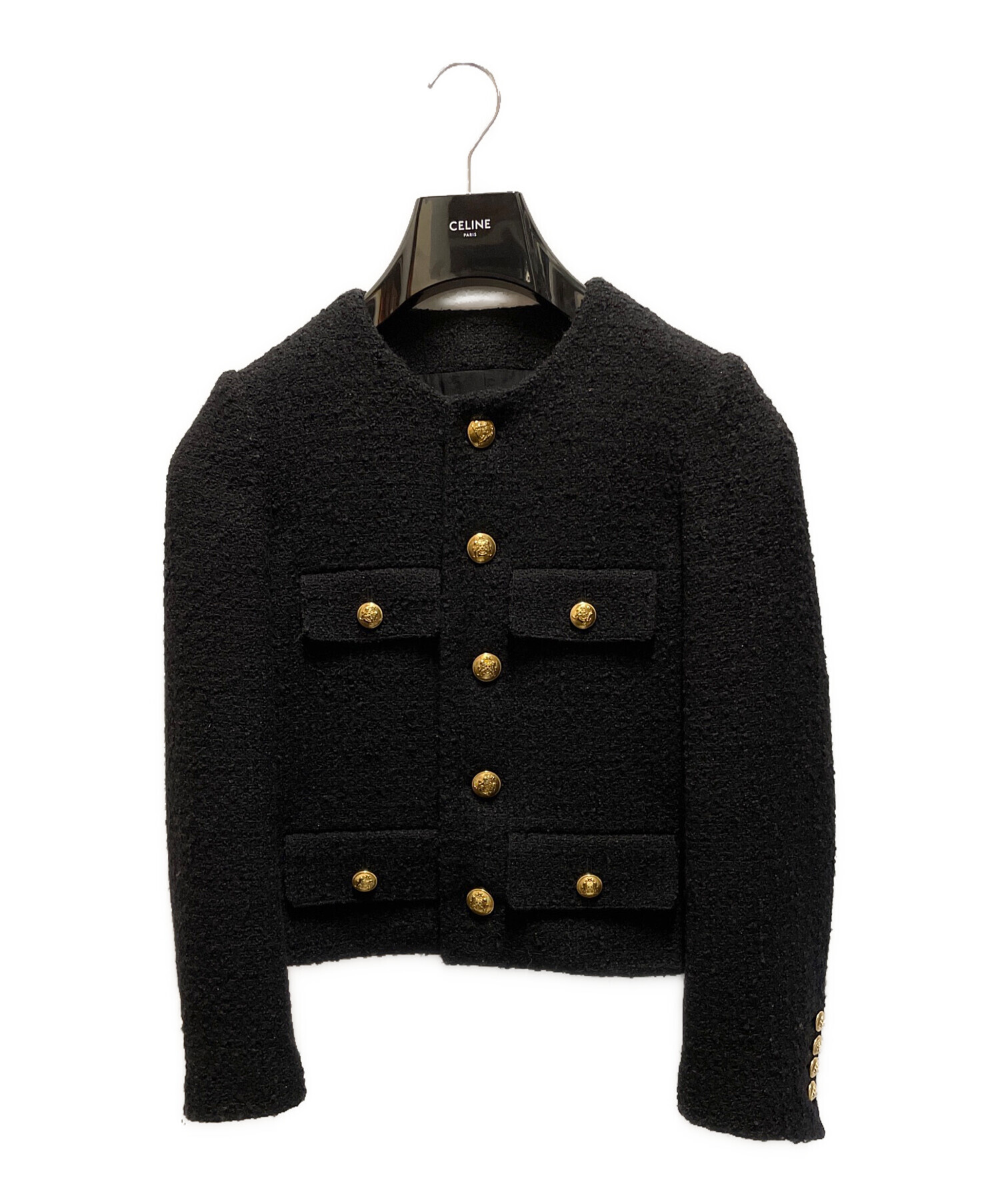 中古・古着通販】CELINE (セリーヌ) ツイードジャケット ブラック