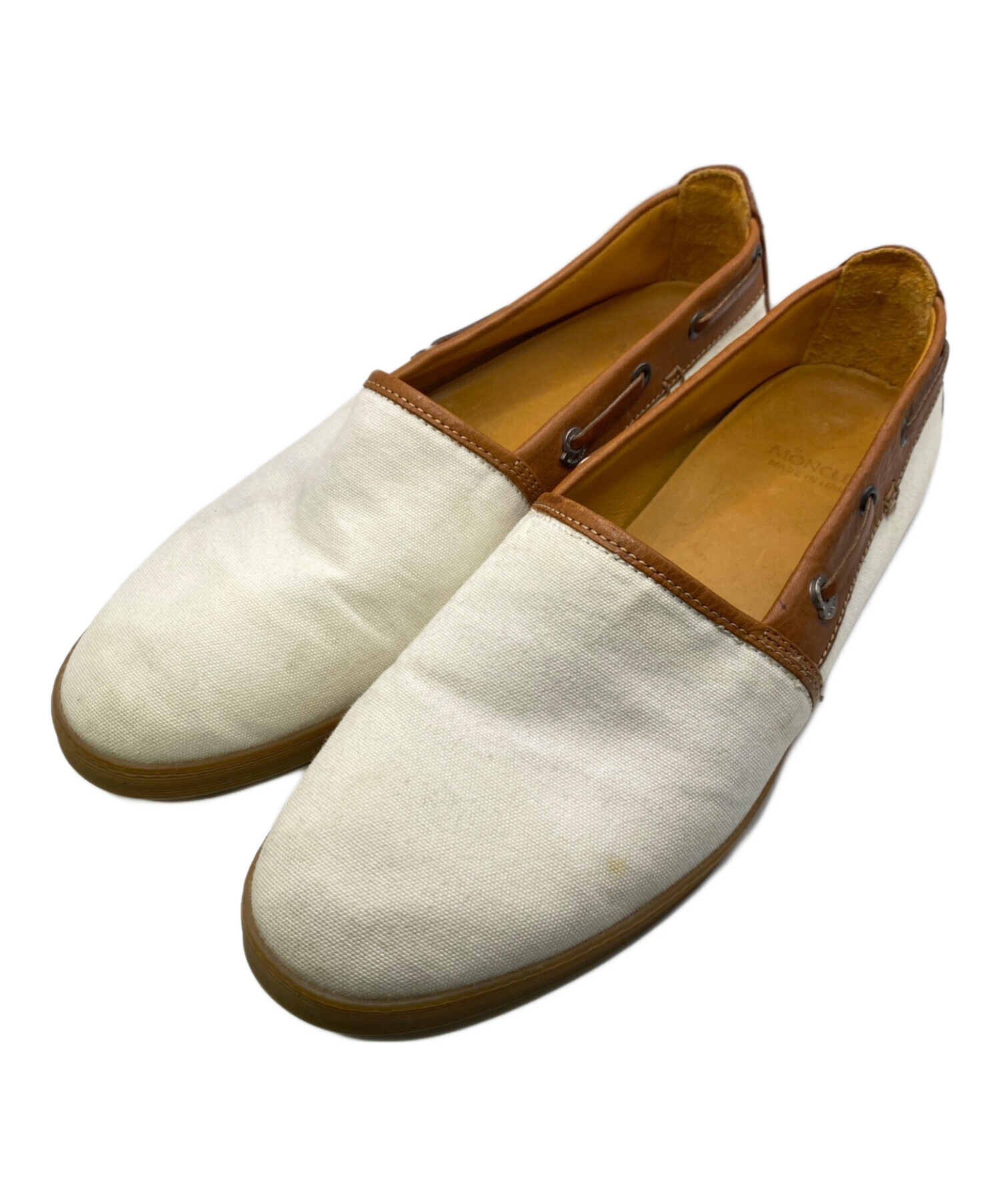中古・古着通販】MONCLER (モンクレール) デッキシューズ ホワイト