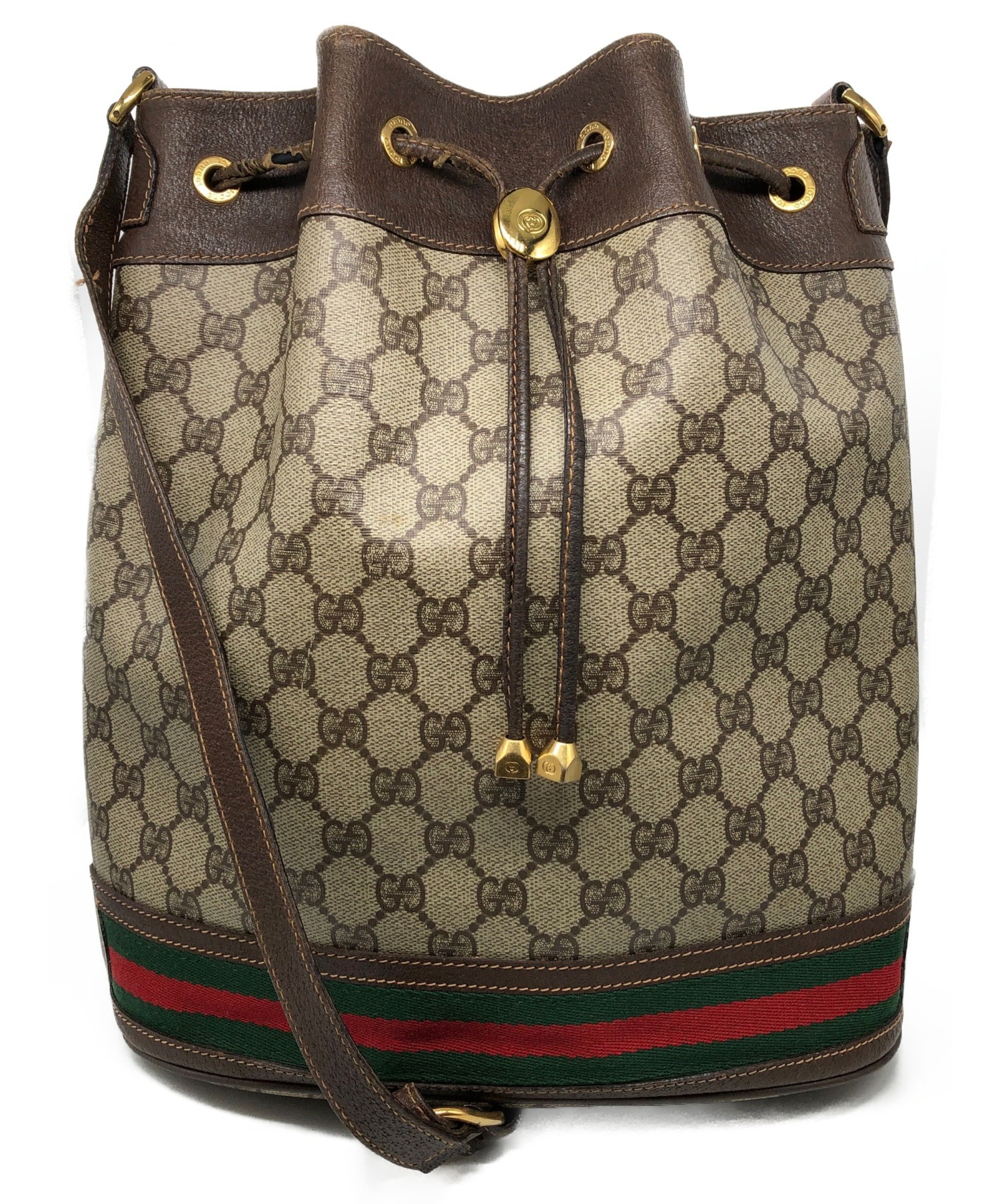 中古・古着通販】GUCCI (グッチ) 巾着ショルダーバッグ ブラウン