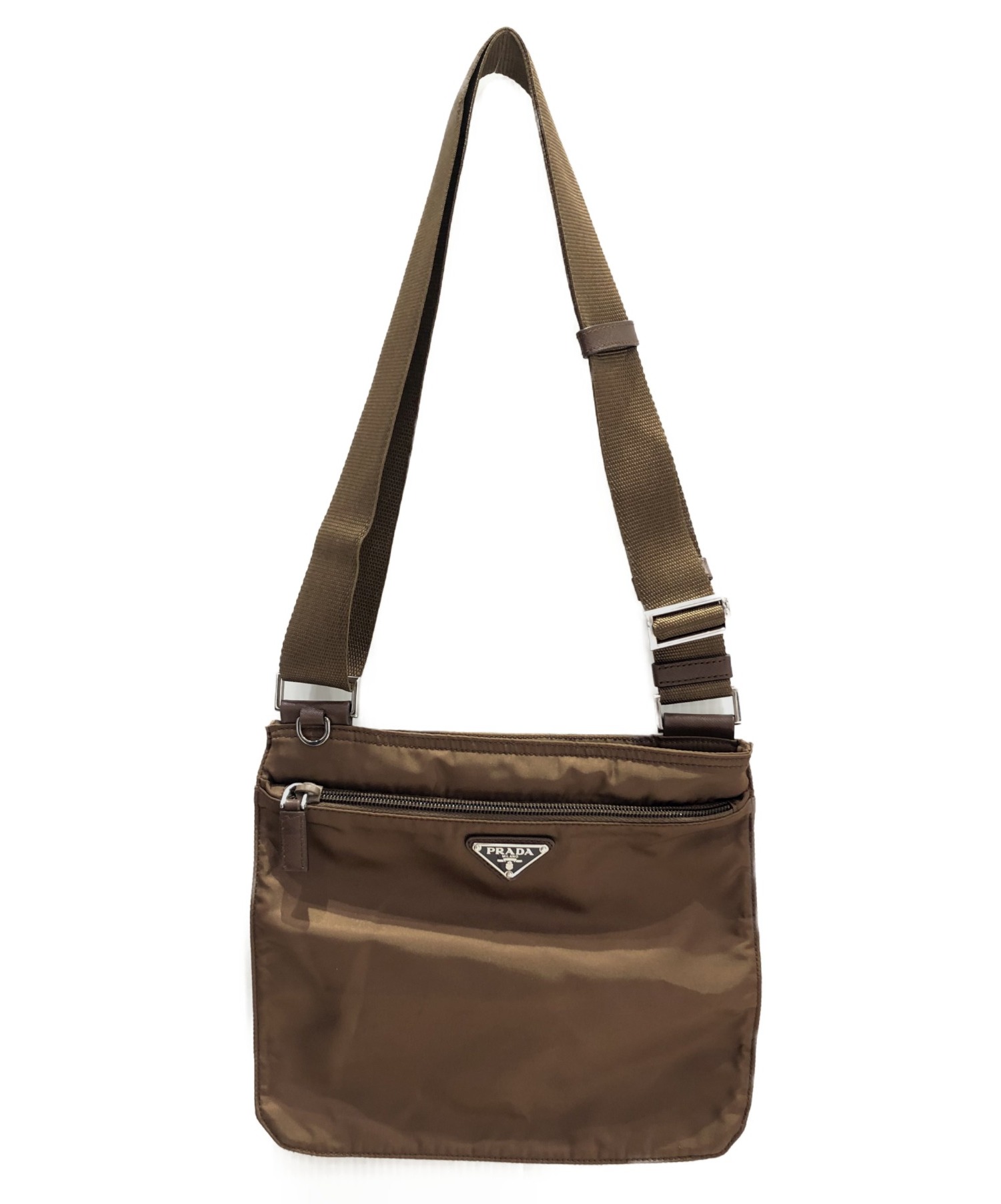 中古・古着通販】PRADA (プラダ) ナイロンショルダーバッグ ブラウン