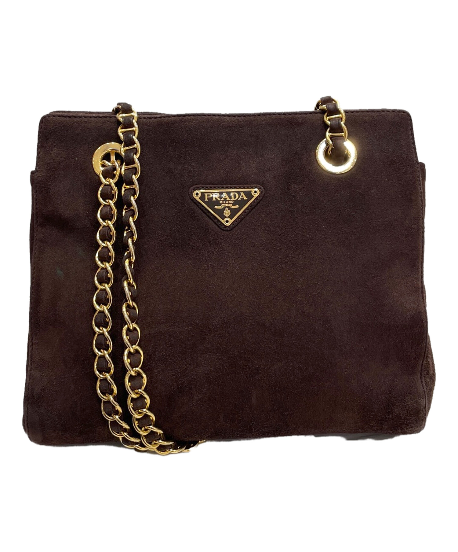 中古・古着通販】PRADA (プラダ) スウェードチェーンショルダーバッグ