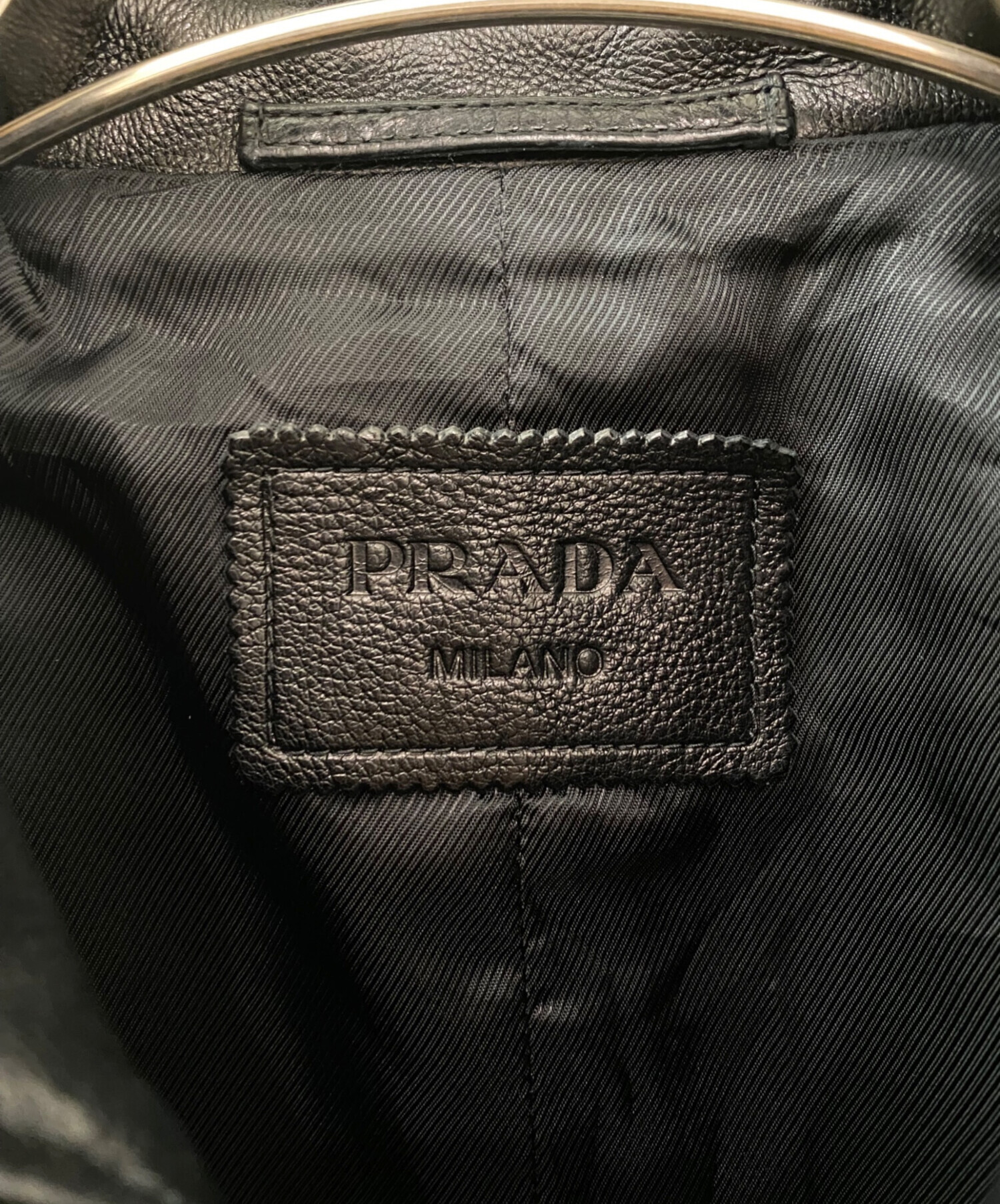 中古・古着通販】PRADA (プラダ) レザージャケット ブラック サイズ:36