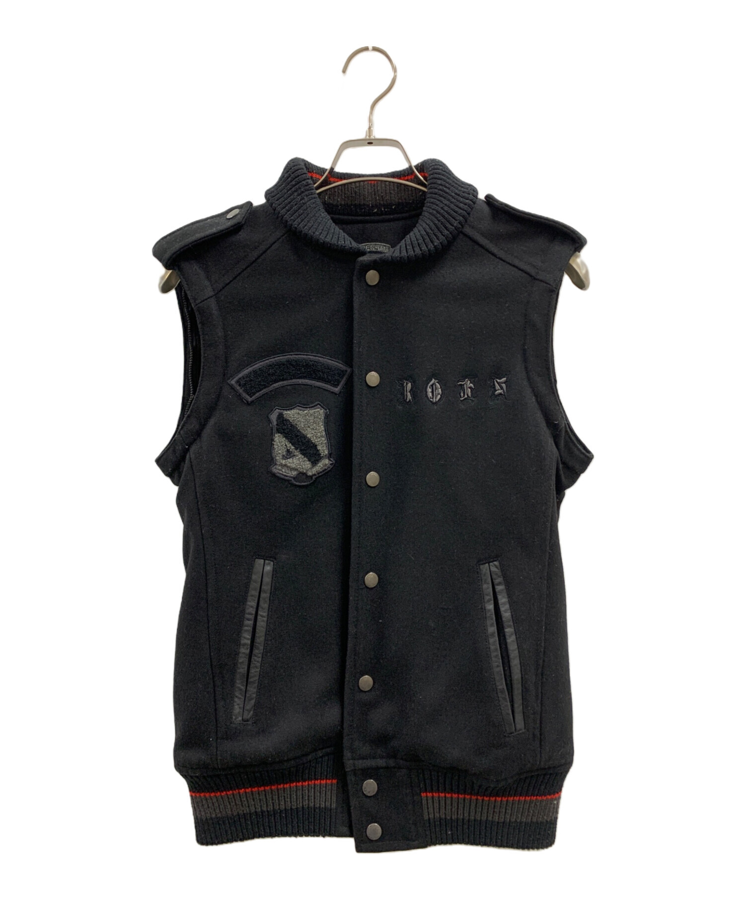 中古・古着通販】Roen (ロエン) Roen 袖レザースタジャン ブラック