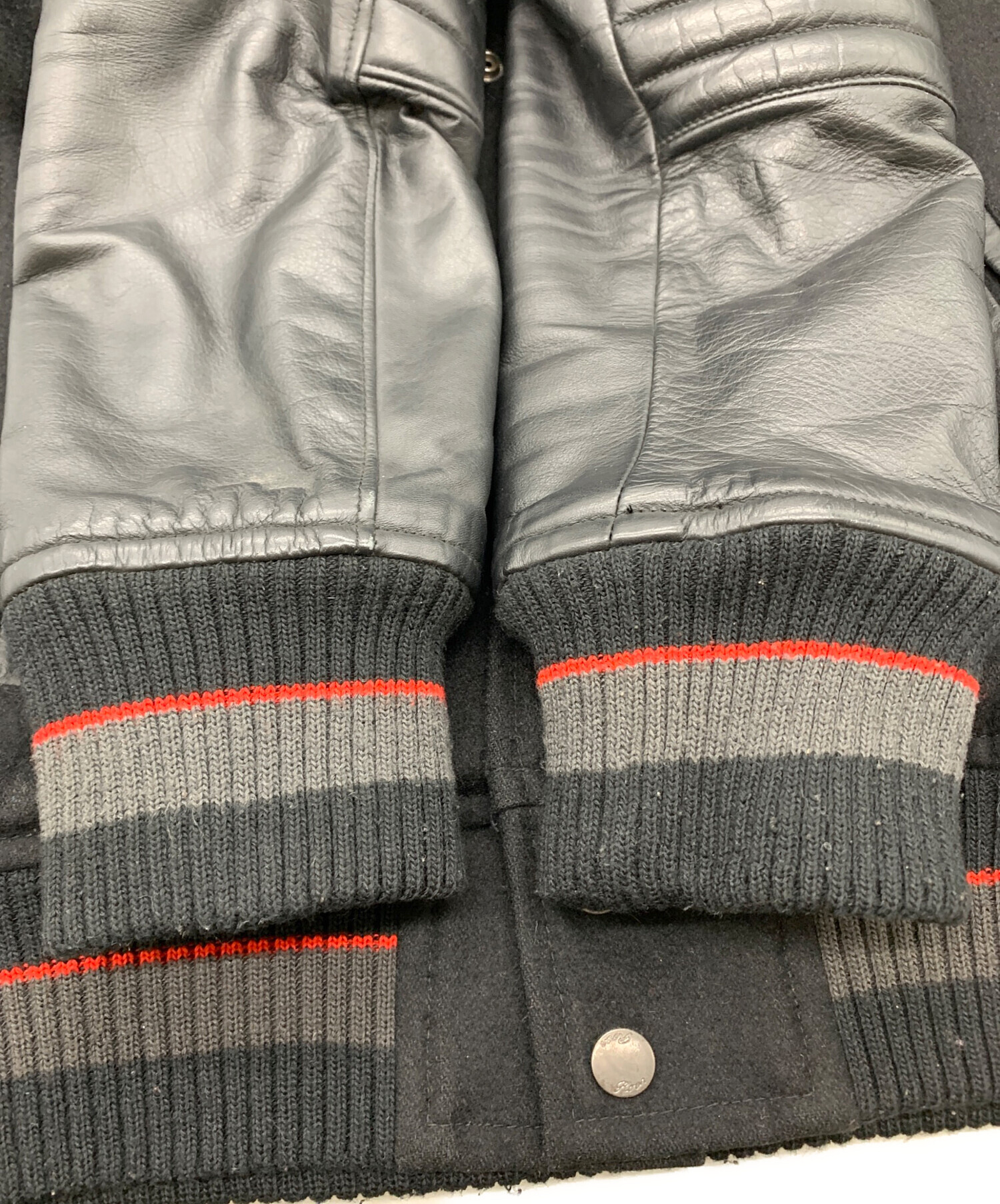 中古・古着通販】Roen (ロエン) Roen 袖レザースタジャン ブラック