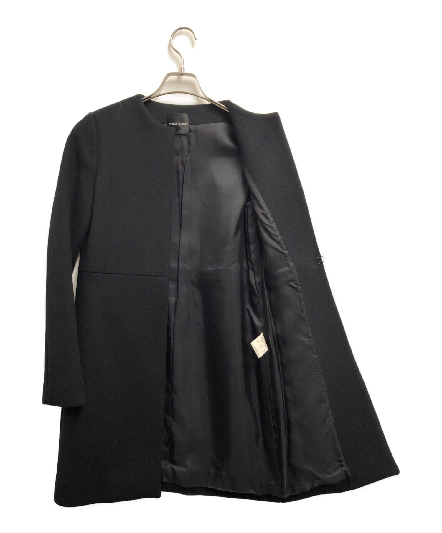 中古・古着通販】YOKO CHAN (ヨーコチャン) ノーカラーコート ブラック