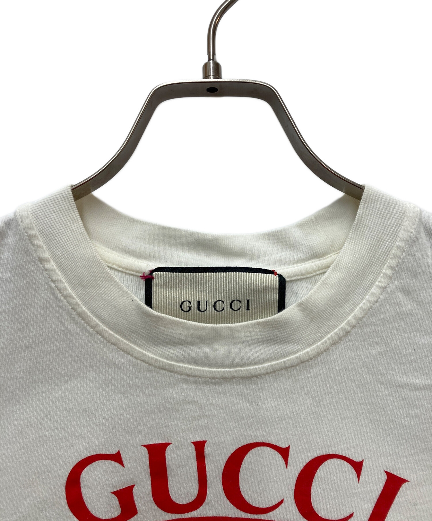 中古・古着通販】GUCCI (グッチ) プリントTシャツ ホワイト×レッド
