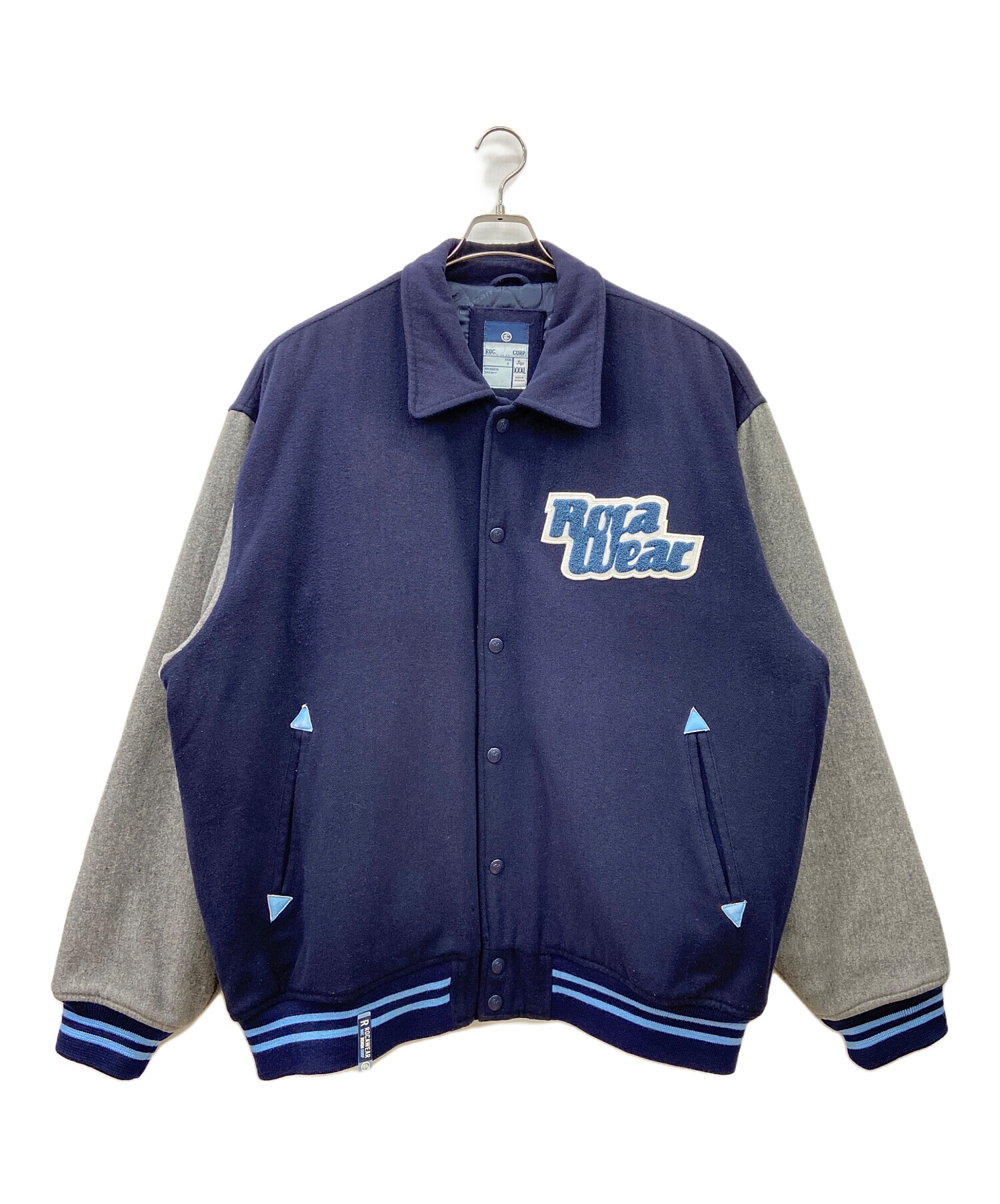 中古・古着通販】ROCA WEAR (ロカウェア) スタジャン ネイビー×グレー