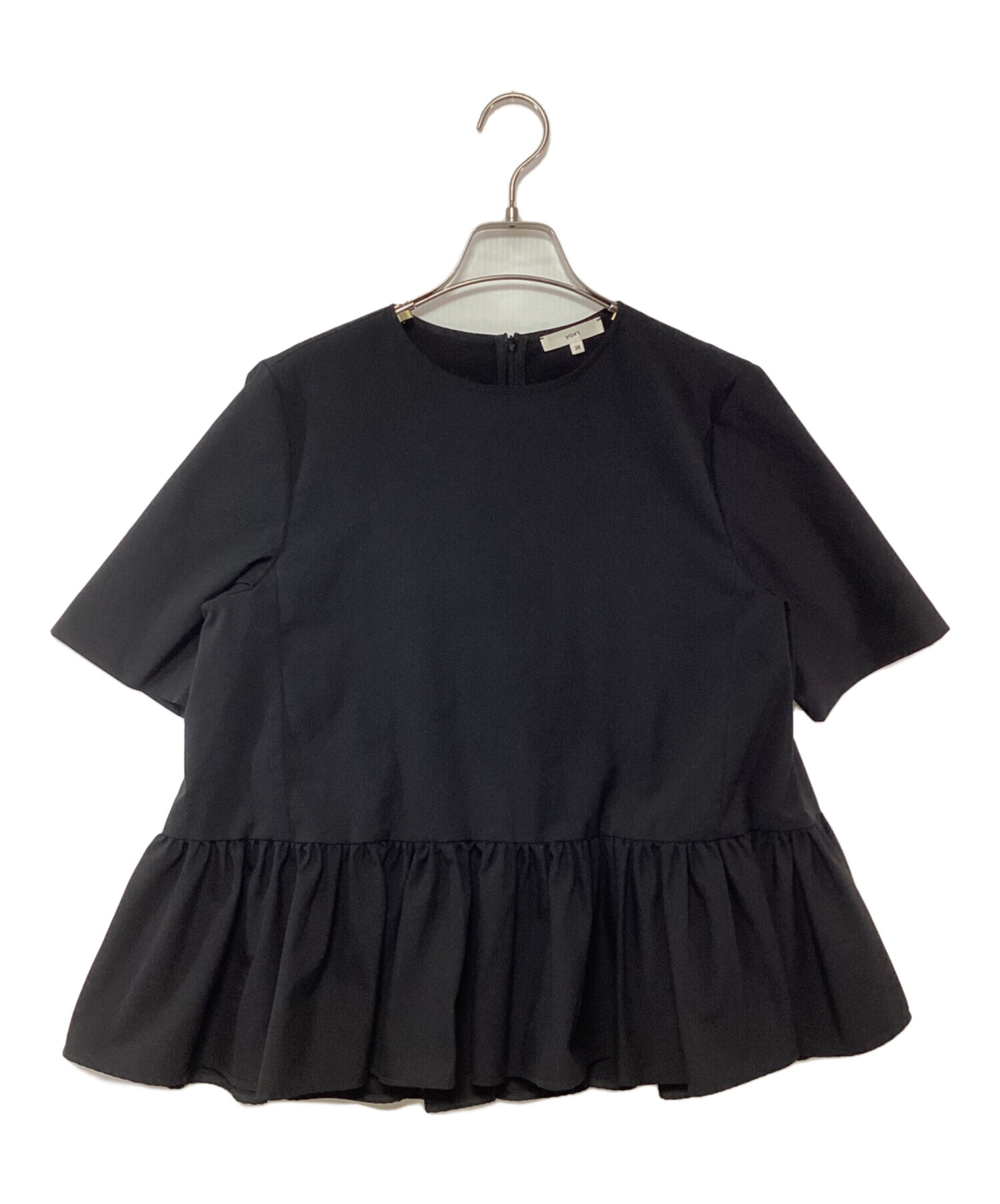 中古・古着通販】YORI (ヨリ) ヘムフリルブラウス ブラック サイズ:38