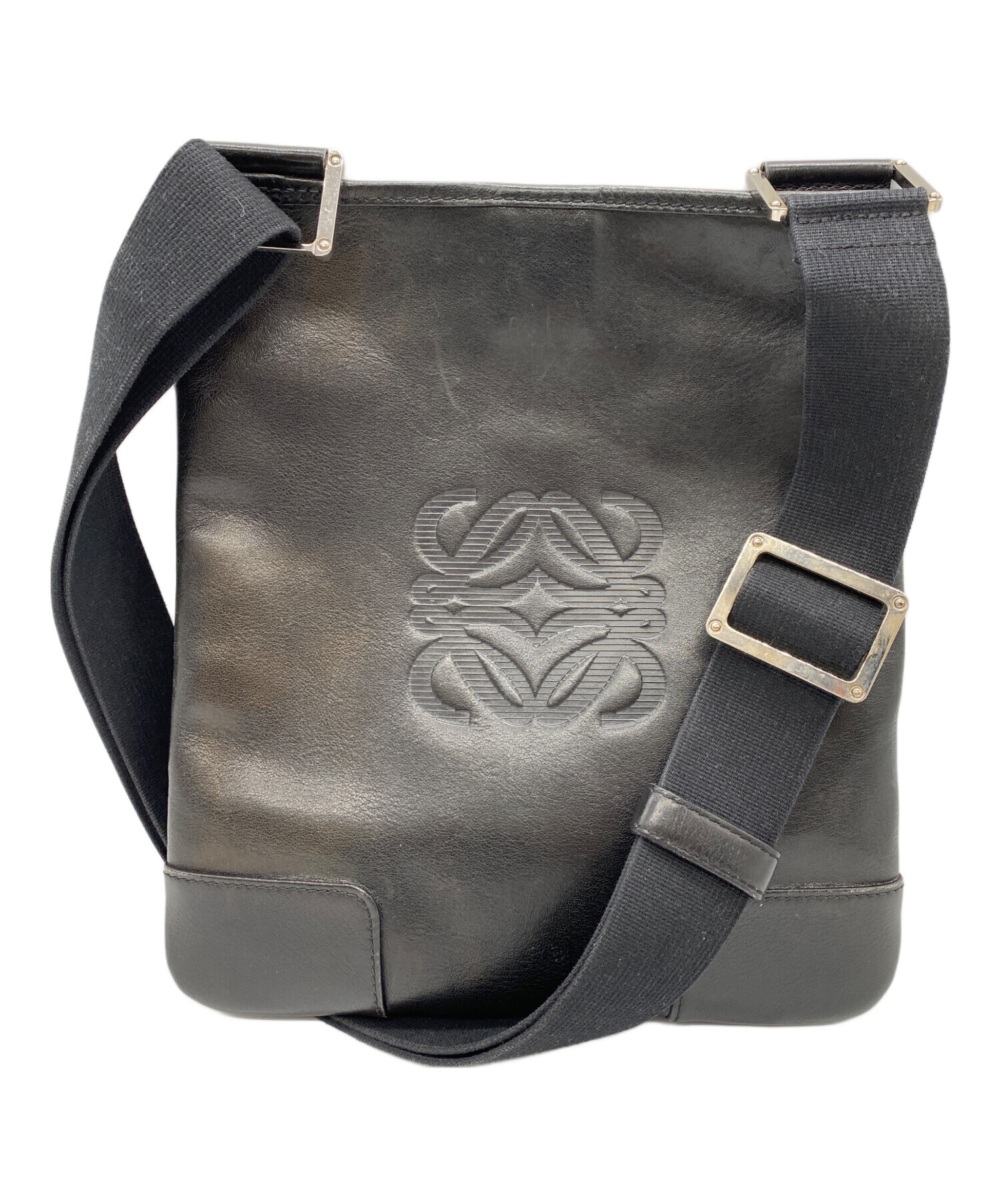 中古・古着通販】LOEWE (ロエベ) レザーショルダーバッグ ブラック