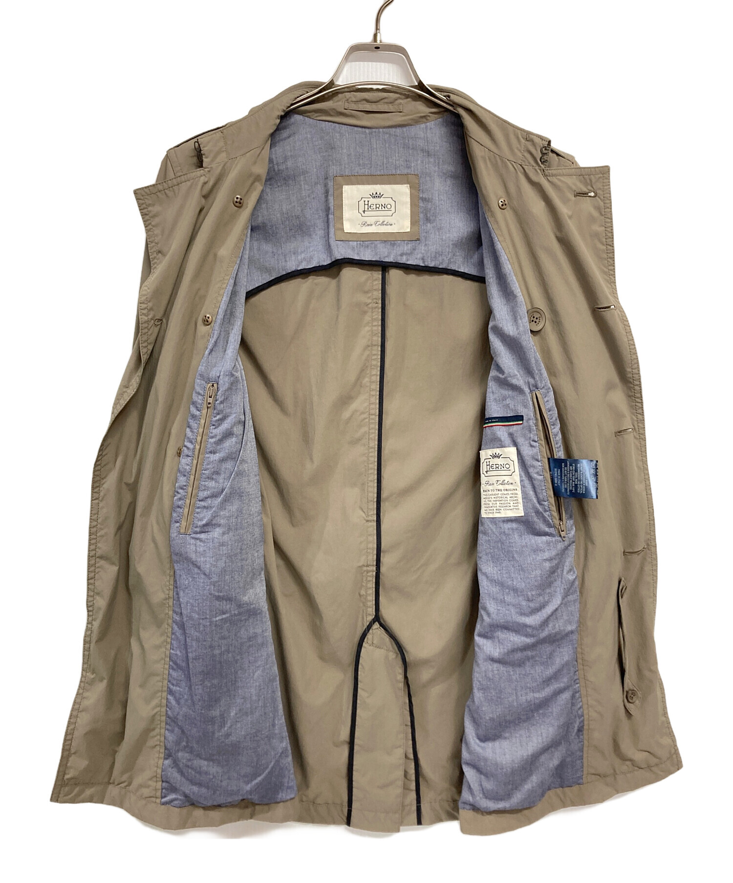 中古・古着通販】HERNO (ヘルノ) ステンカラーコート カーキ サイズ:44