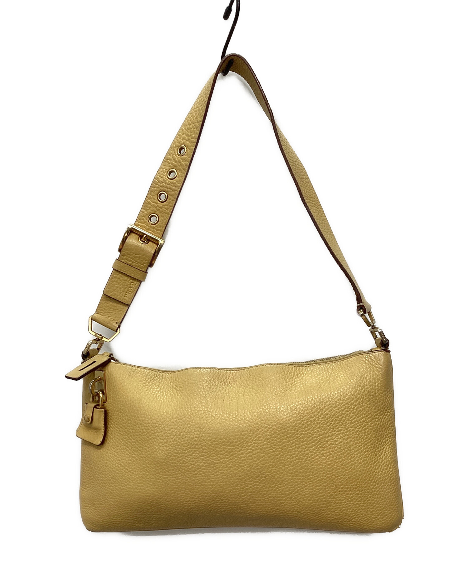 中古・古着通販】PRADA (プラダ) レザーショルダーバッグ イエロー