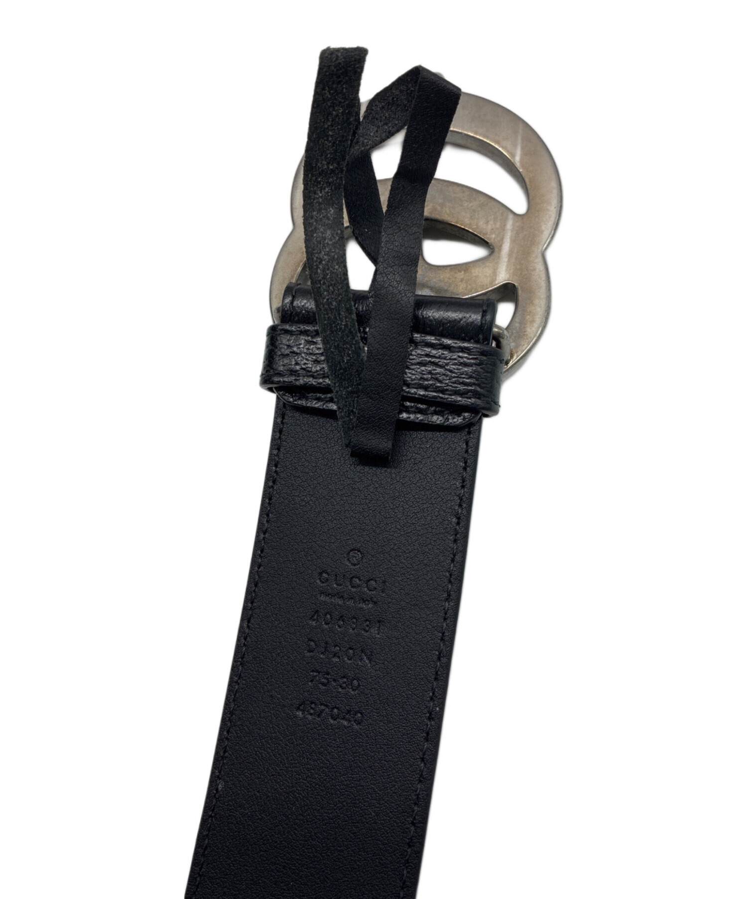 中古・古着通販】GUCCI (グッチ) ダブルG レザーベルト ブラック