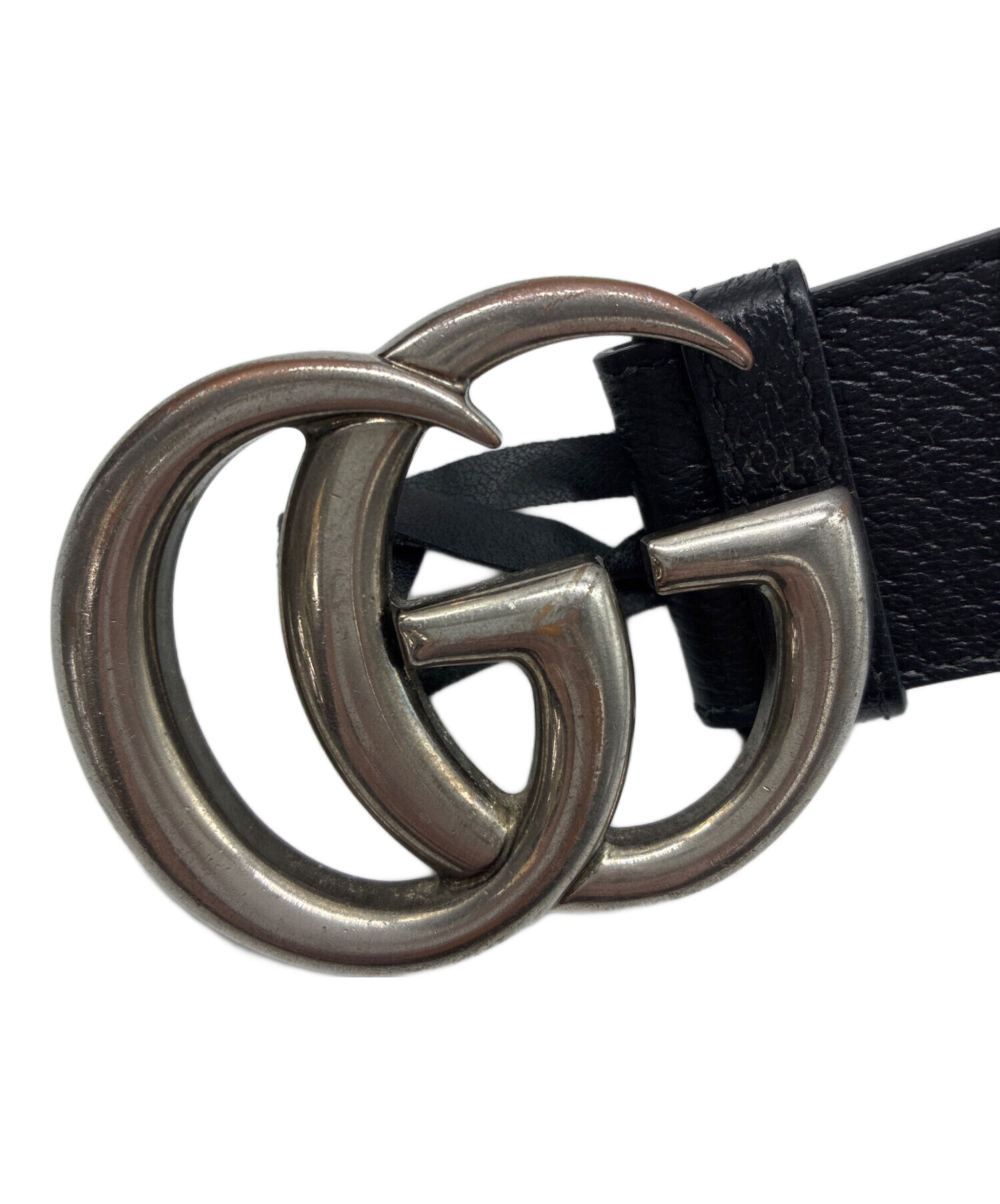 中古・古着通販】GUCCI (グッチ) ダブルG レザーベルト ブラック