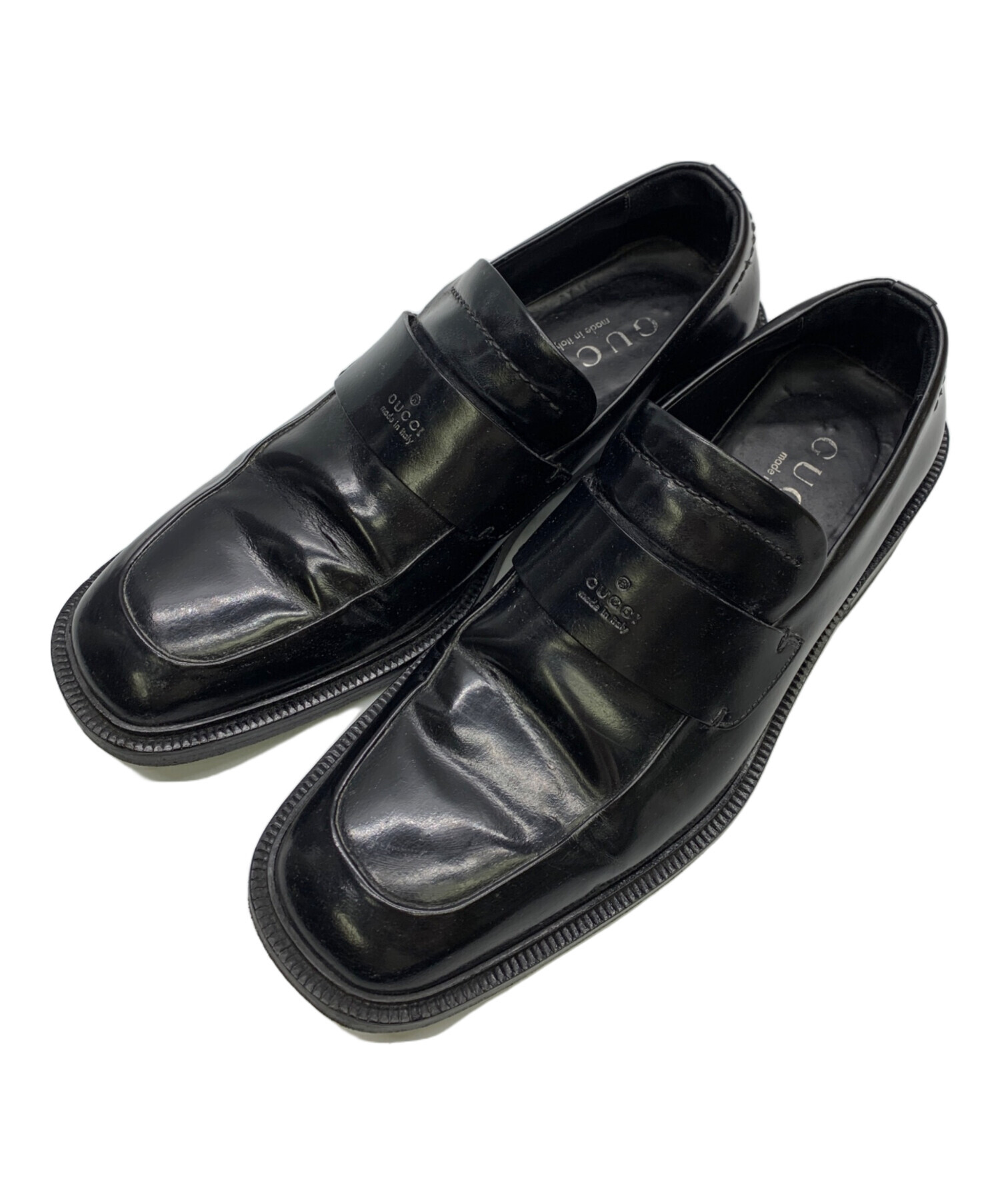 中古・古着通販】GUCCI (グッチ) スクエアトゥシューズ ブラック