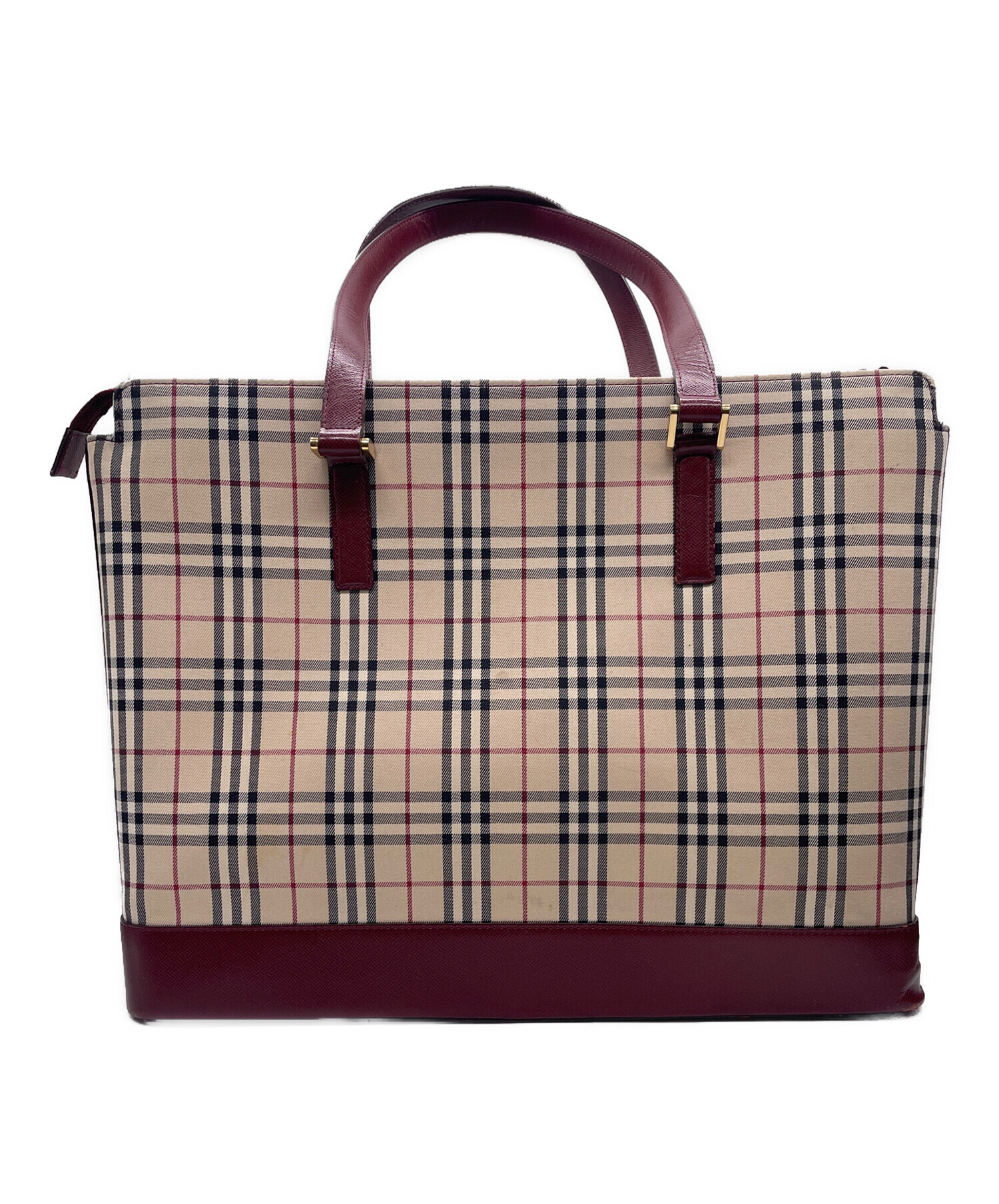 中古・古着通販】BURBERRY (バーバリー) トートバッグ ベージュ×レッド