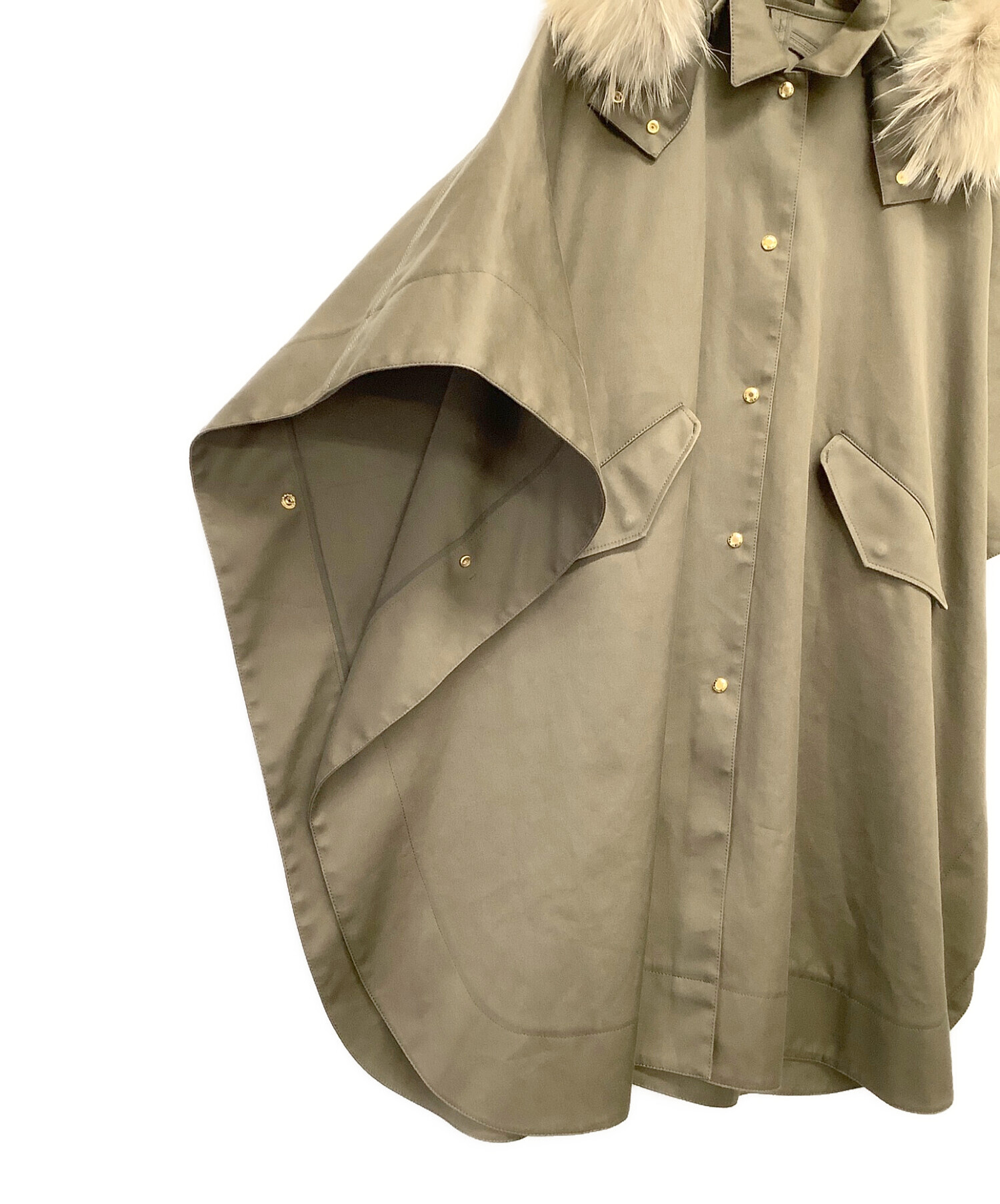 中古・古着通販】DRAWER (ドゥロワー) ファーフードポンチョ グリーン