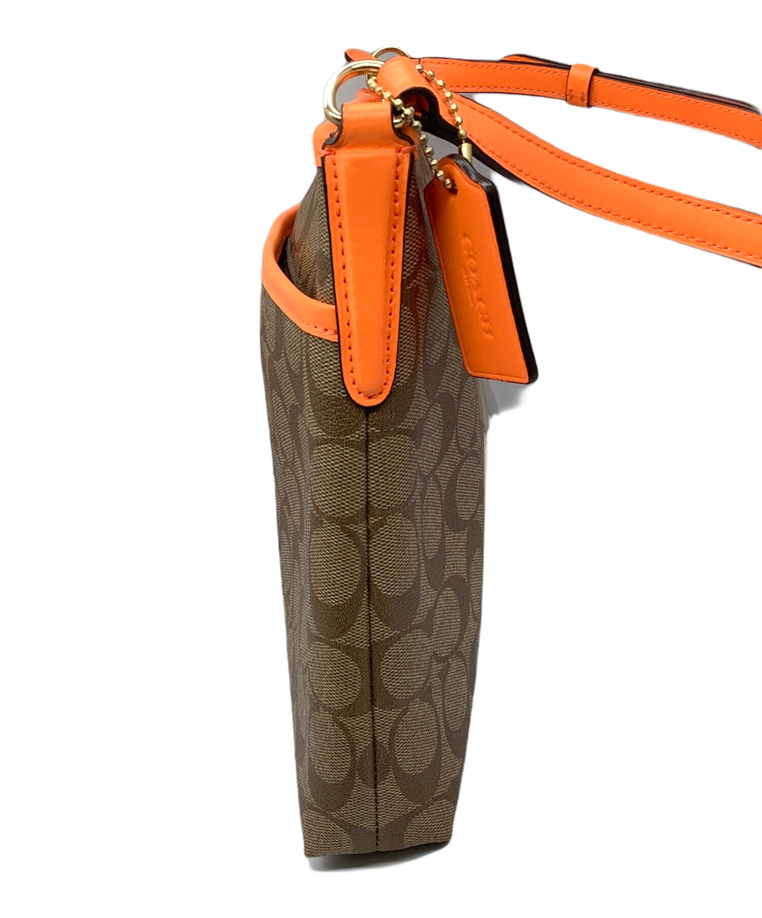 中古・古着通販】COACH (コーチ) ショルダーバッグ ベージュ×オレンジ