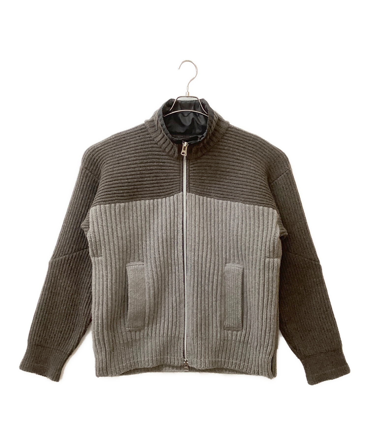 中古・古着通販】sacai (サカイ) ニットブルゾン ブラウン×ブラック