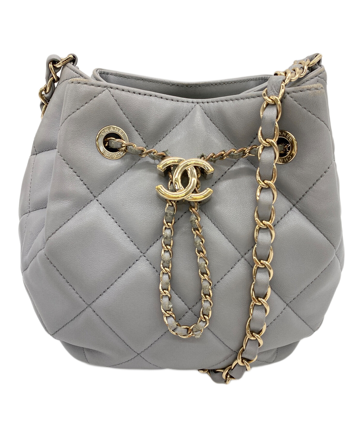 中古・古着通販】CHANEL (シャネル) 巾着ショルダーバッグ グレー