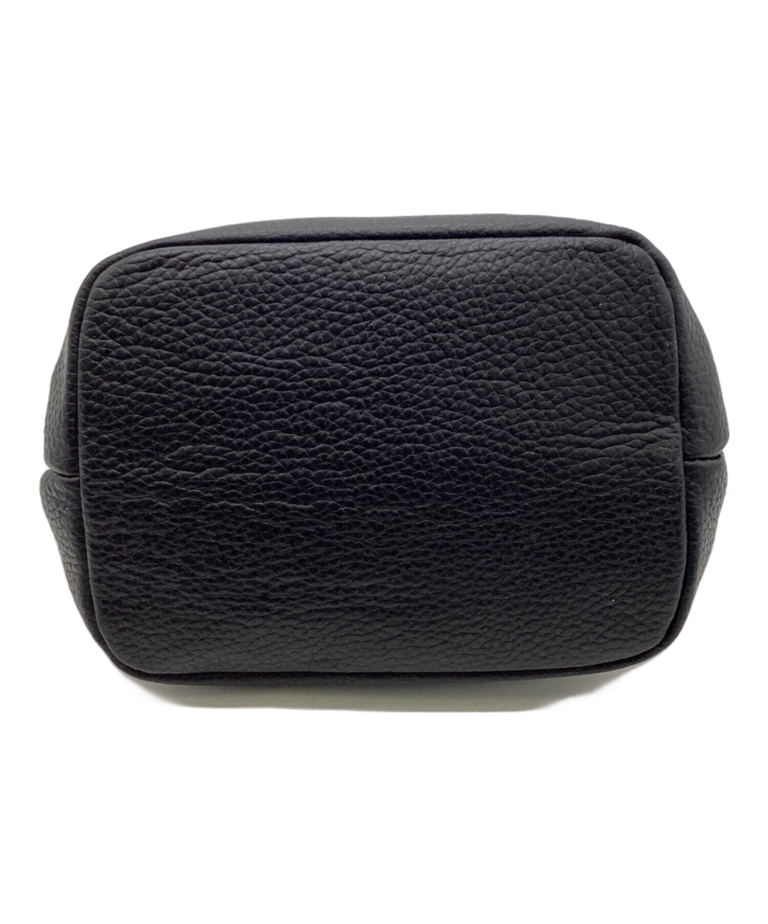 中古・古着通販】HushTug (ハッシュタグ) 巾着レザーバッグ ブラック