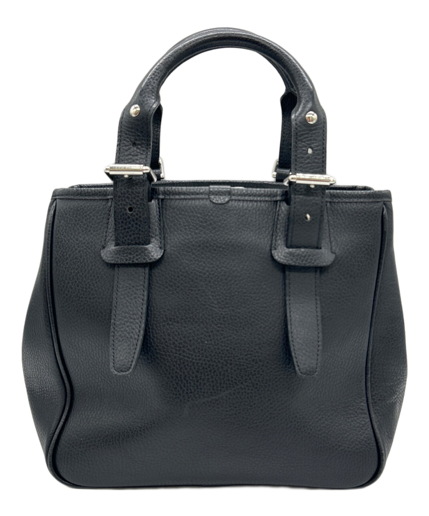 中古・古着通販】BURBERRY (バーバリー) レザーハンドバッグ ブラック