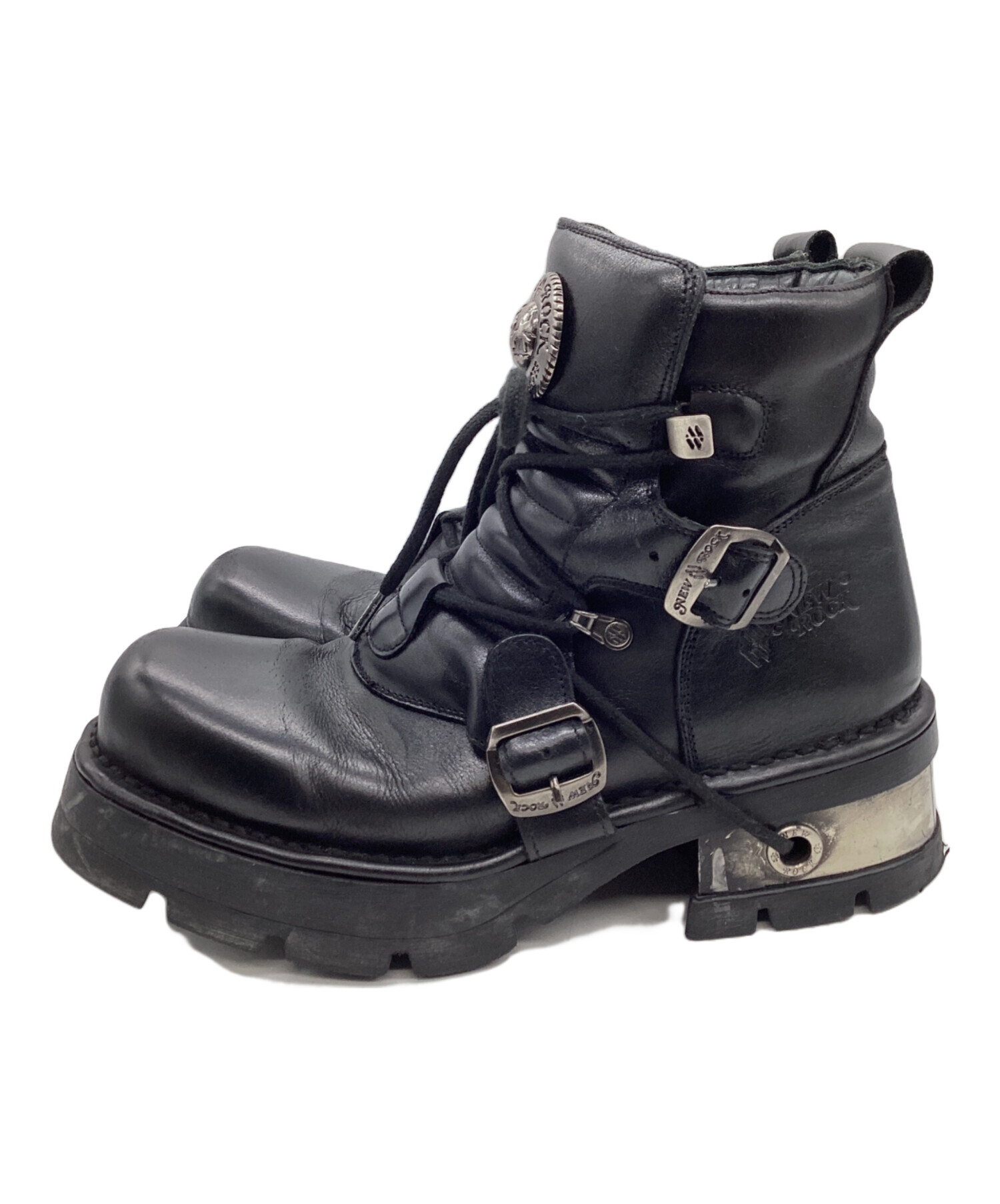 中古・古着通販】NEW ROCK (ニューロック) レザーブーツ ブラック