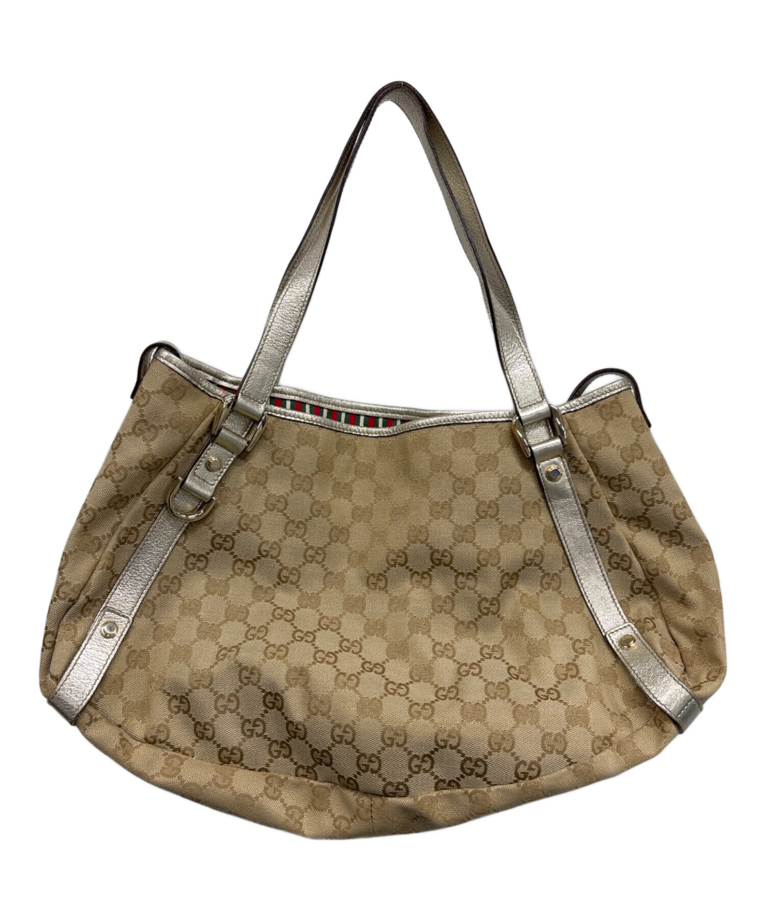 中古・古着通販】GUCCI (グッチ) GGキャンバスハンドバッグ ベージュ