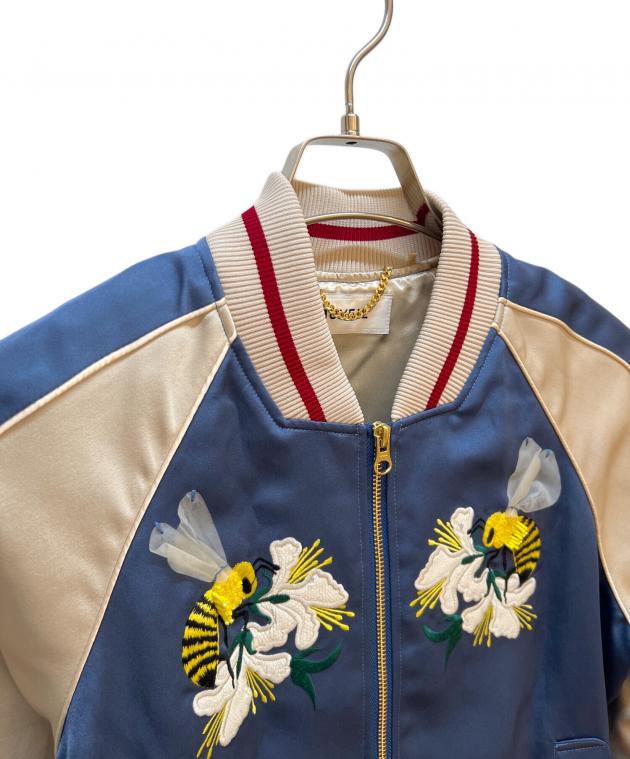 中古・古着通販】MUVEIL (ミュベール) スカジャン ブルー×ベージュ