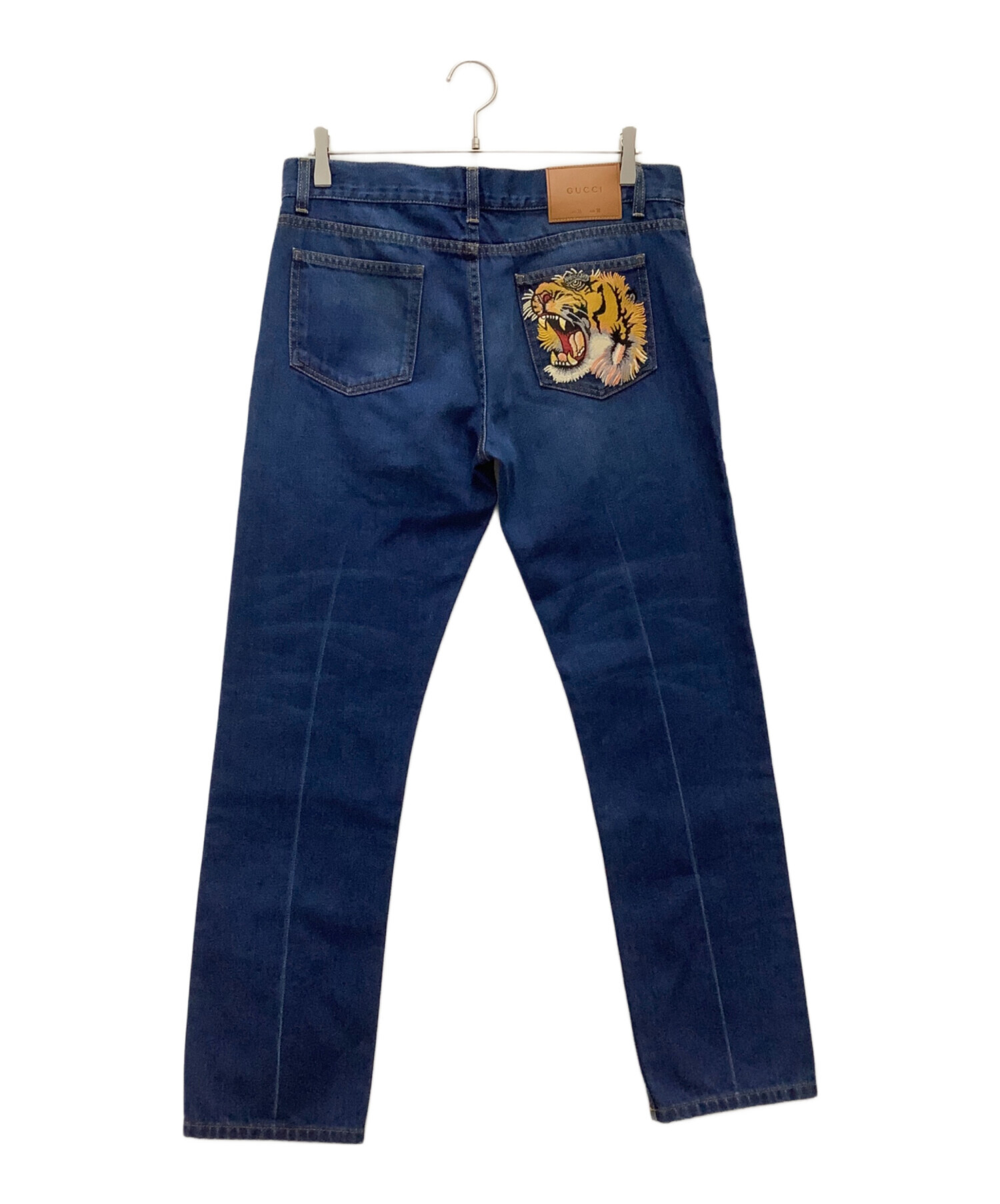 中古・古着通販】GUCCI (グッチ) デニムパンツ タイガーフラワー刺繍
