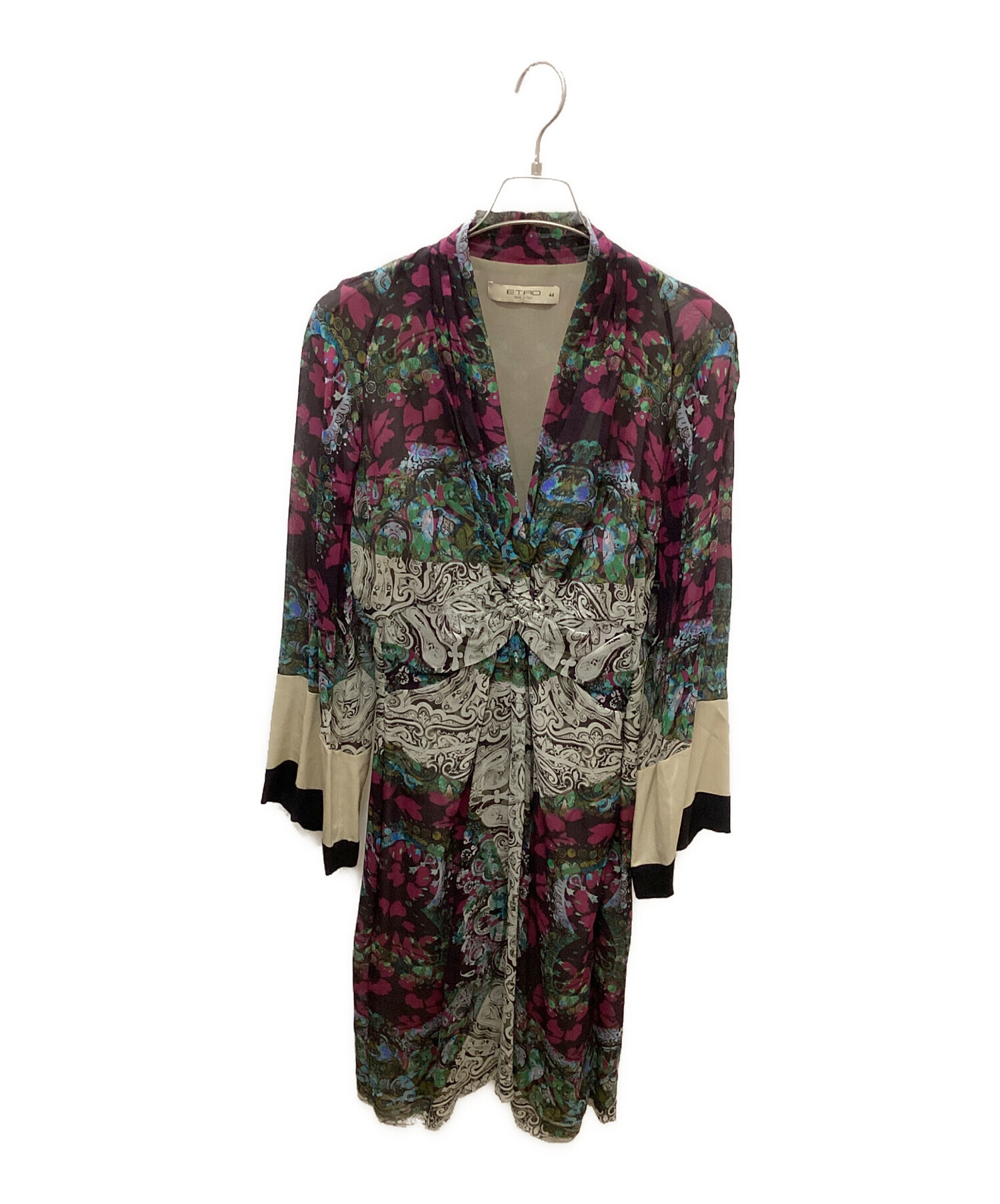 中古・古着通販】ETRO (エトロ) シルクワンピース パープル×ベージュ